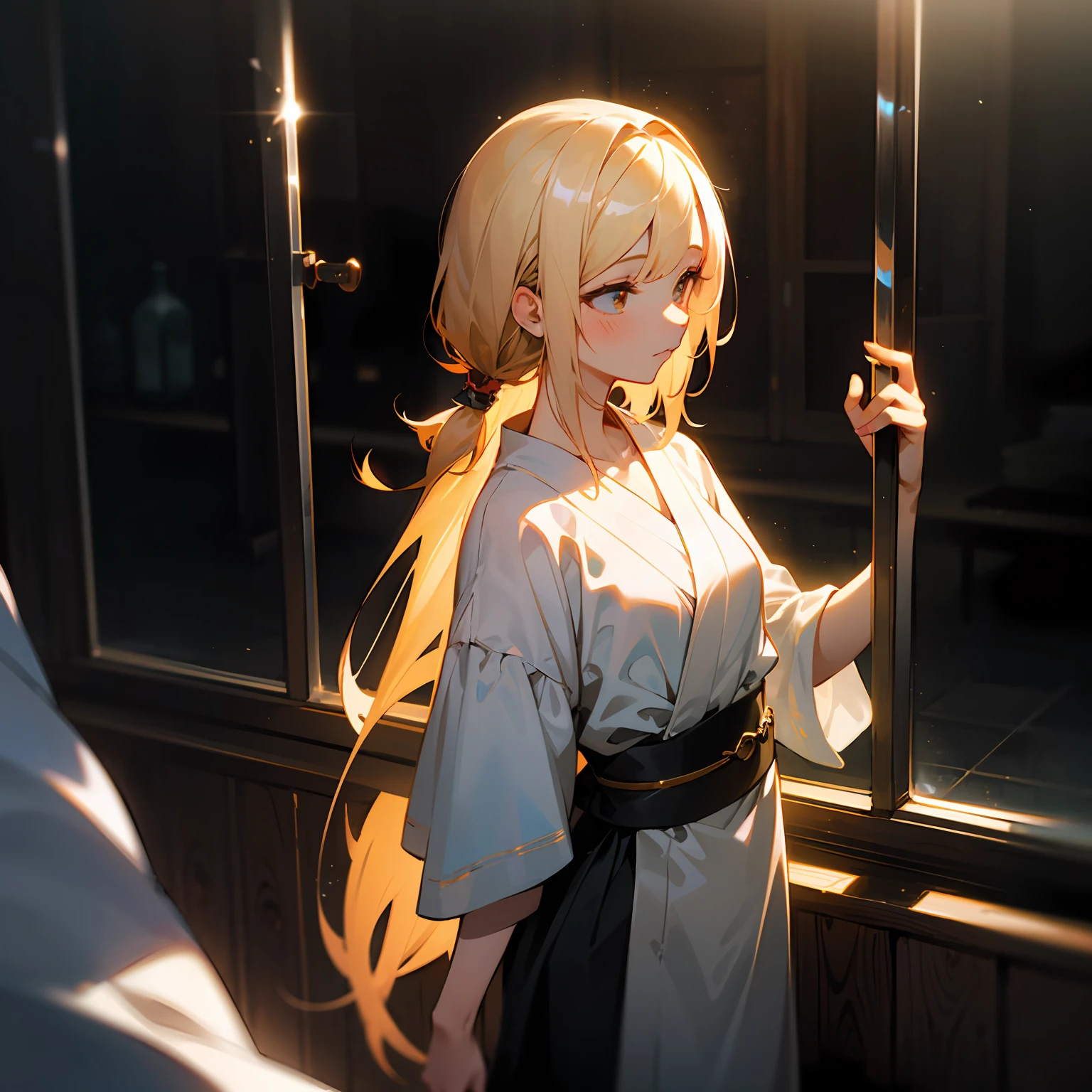 zori,glass,Long-haired girl,Vacated,Light,HD beauty CG