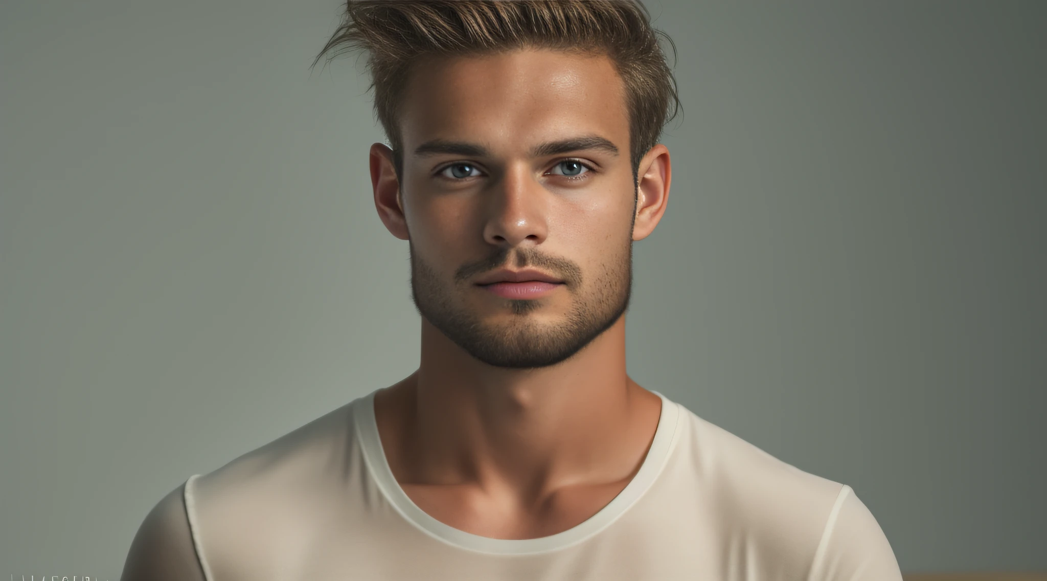 A 25-year-old man from Denmark, masculino, barbado, barba cheia, modelo, corpo inteiro, pose elegante, muito bonito, looking-into-camera, imagem detalhada, UHD, 8k, bem iluminado, grain of film