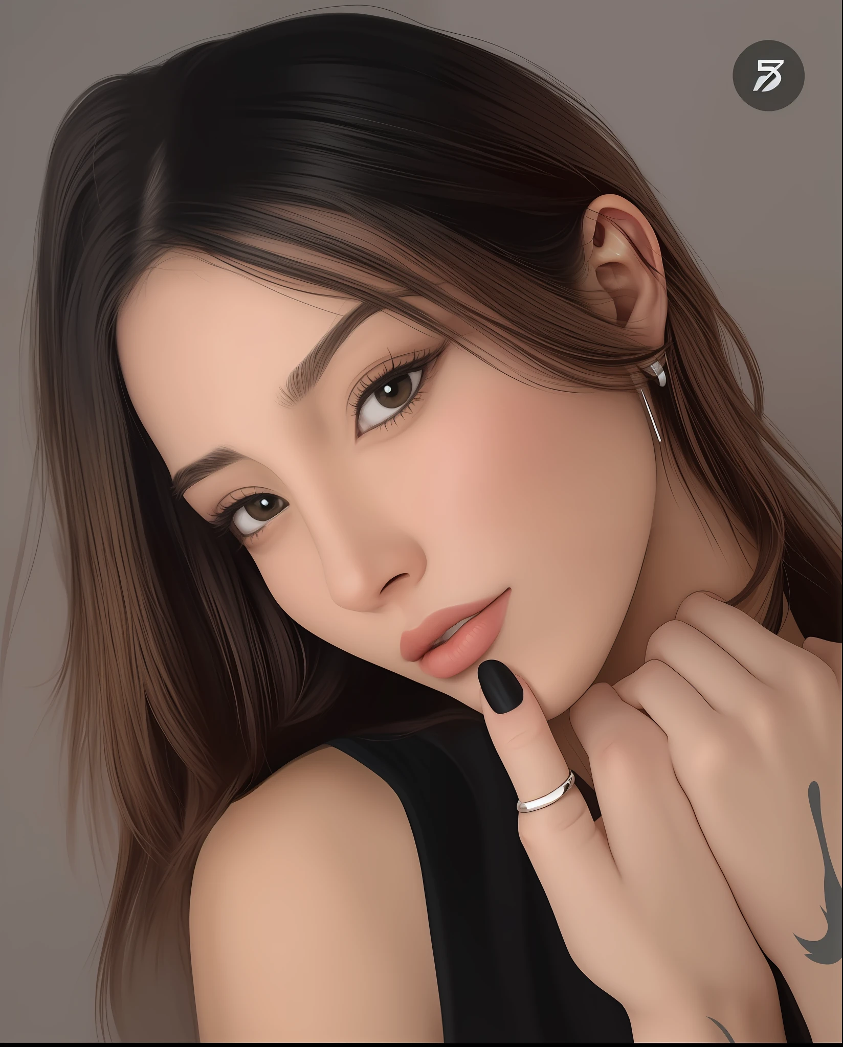 there is a woman with a black top and a black top, arte digital de um elegante, # 1 pintura digital de todos os tempos, #1 pintura digital de todos os tempos, arte digital. @mariomaniacdude, realismo artstyle, retrato de arte digital, estilo de arte realista, em estilo de pintura digital, fotorrealista!!!!!!! estilo de arte