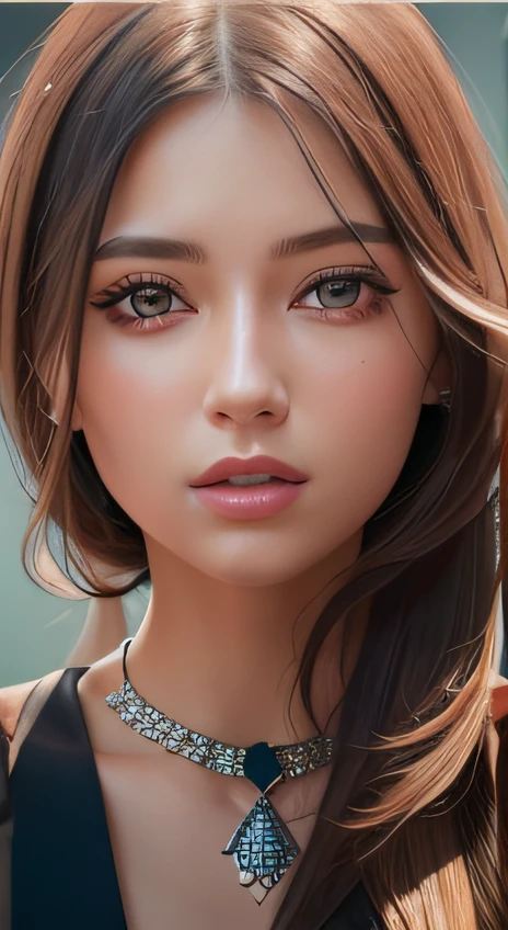 a close up of a woman with long hair and a necklace, gorgeous attractive face, attractive female face!!!, very very very beautifull face, attractive beautiful face, extremely beautiful face, very beautiful face, beautiful eyes and face, perfect face and eyes, feminine beautiful face, perfect face ), gorgeous face, beautiful face!!, beautiful shape of face and body, beautiful delicate face