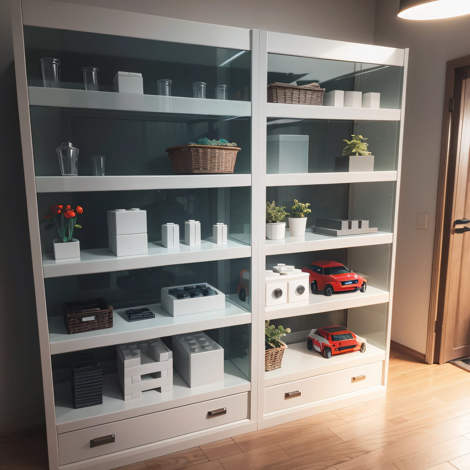 Industrial design, hand-made Lego display cabinet, model toy storage display cabinet, acrylic, transparent, glass, home building block shelf --auto