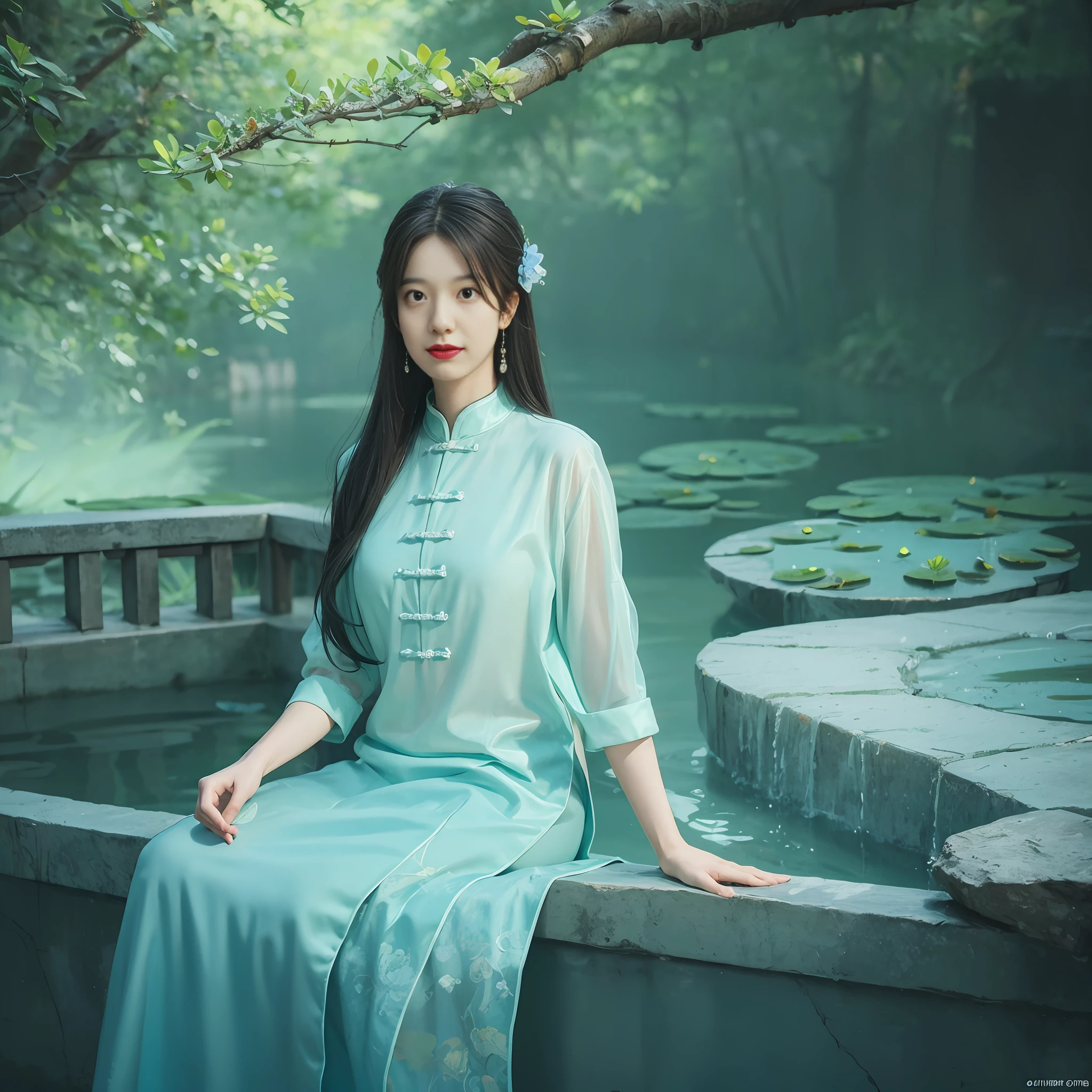 Chinese Ancient Architecture、season is fall,lakes、flowingwater、scenecy、exteriors、water lilies、ponds,(illustratio:1.0),Epic composition,Realistic natural light,high definition detail,tmasterpiece,The best quality,(非常详细的 CG 统一 8k 壁纸) ,epic exquisite character art,Stunning character art, --v 6