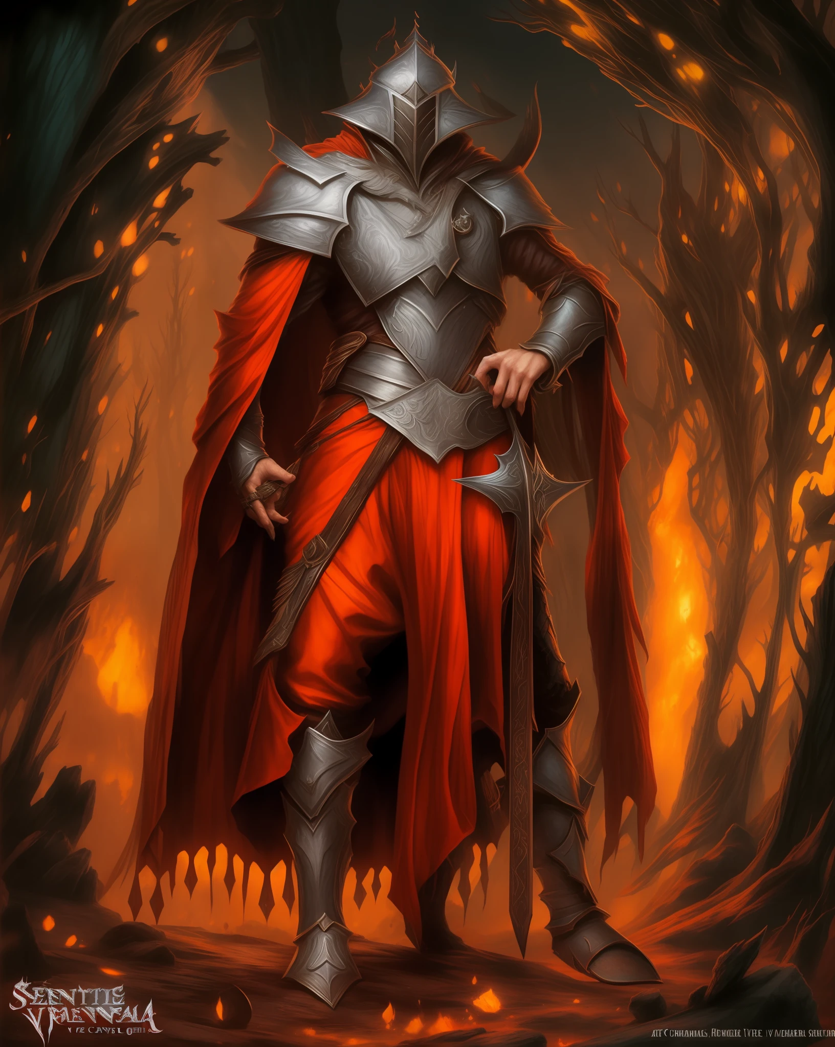 Imagem de um homem vestido com um manto vermelho e segurando uma espada, cavaleiro de sangue, Senhora na armadura vermelha, Senhor de Cinder, epic fantasy card game art, Epic Fantasy Digital Art Style, Arte do Jogo de Cartas de Fantasia, armadura vermelha de sangue, cavaleiro blindado em vermelho, full portrait of magical knight, arte fantasia behance, epic fantasy character art