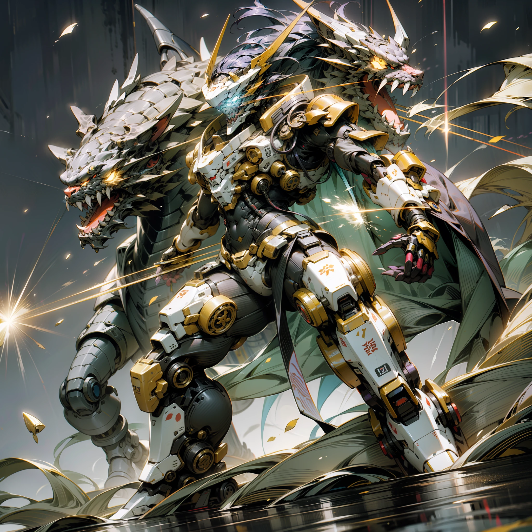 Silvertone，Purple and gold are the main colors，Tall mech，Amber gradient，woman，Kizi，teens girl，Use the plasma sword，There is a dragon particle effect，taichi，Chinese Yin and Yang Bagua Five Elements，China-style，Machine armour wind，mechanical sense，sense of strength，Sense of space，combats，cyber punk perssonage，Human body modification，The prominent structure is reasonable，Battle instant，high-quality face，4K，High quality，Masterpieces，of a real，drak，chinesedragon，afterimage，rich colours，China-style，Don Dao，Exocet suit，Brocade Yiwei，obsidian，General flame，A small amount of water flow，Light，Highest quality，Chinese mythology，the Tang Dynasty，Li bai，There is very little hair，The background is ancient Chinese science fiction architecture，The body is well structured，Conforms to the ，A small number of details are put together，Impossible clothes，huge tit，Ray traching,NVIDIA RTX,Hyper-Resolution,Unreal 5,Subsurface scattering、PBR Texture、post-proces、Anisotropy Filtering、depth of fields、maximum definition and sharpness、Many-Layer Textures、Albedo e mapas Speculares、Surface coloring、Accurate simulation of light-material interactions、perfectly proportions、rendering by octane、Two-colored light、largeaperture、Low ISO、White balance、the rule of thirds、8K raw data、