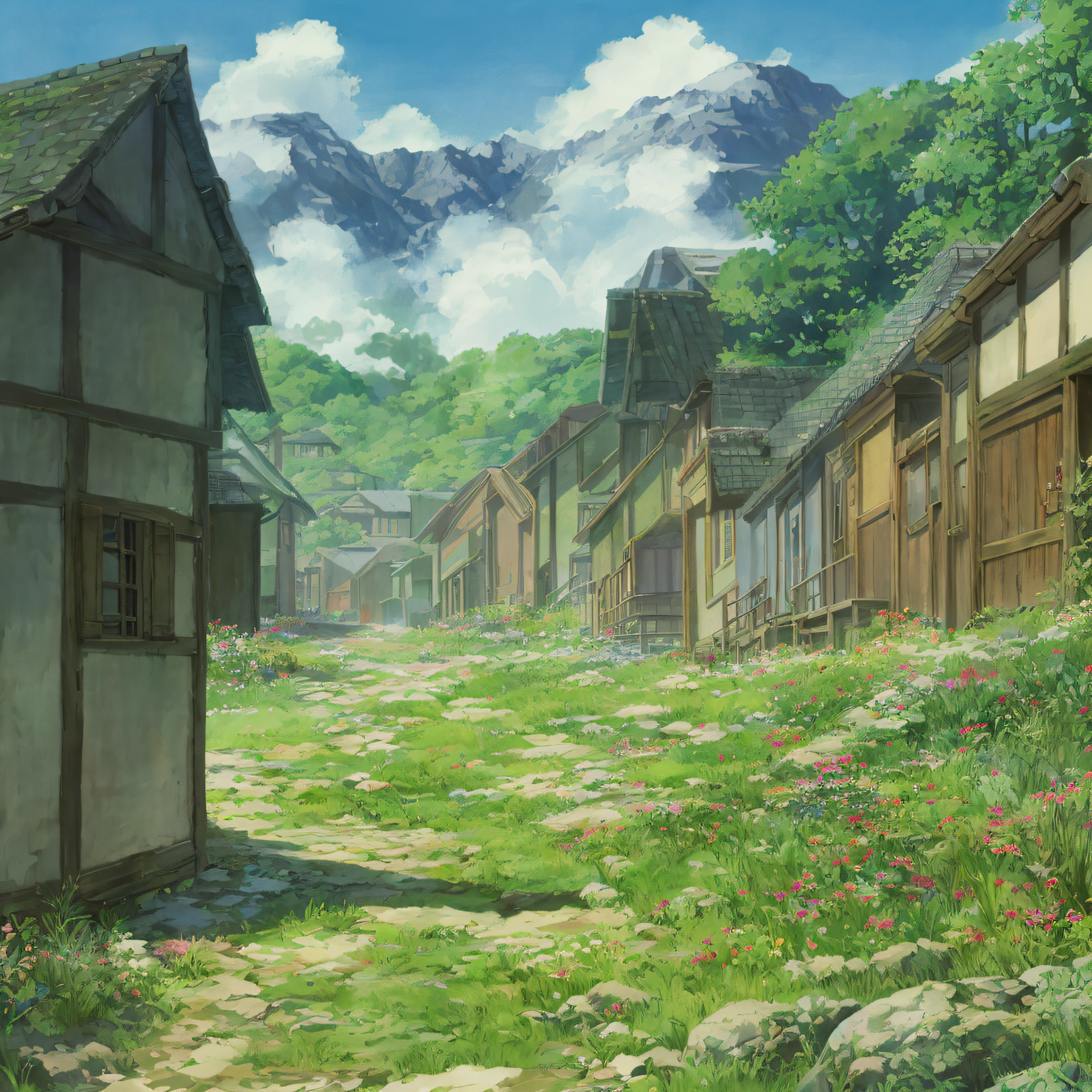 animesque、landscapes、Studio Ghibli、Ghibli、Scenery、Style、Art styles、Stone structure