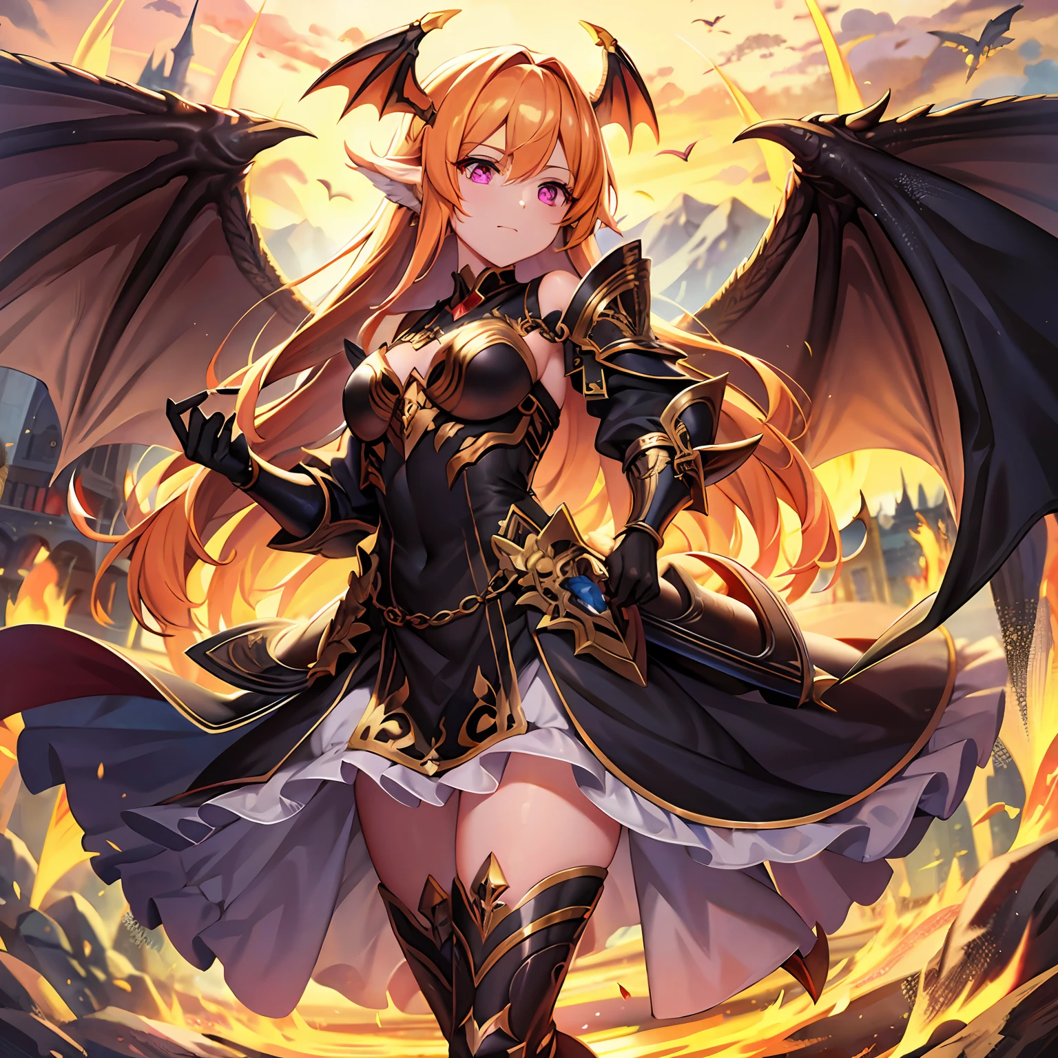 Dragon Girl Black Armor Flame Wings Golden Pupil Vertical Pupil --auto