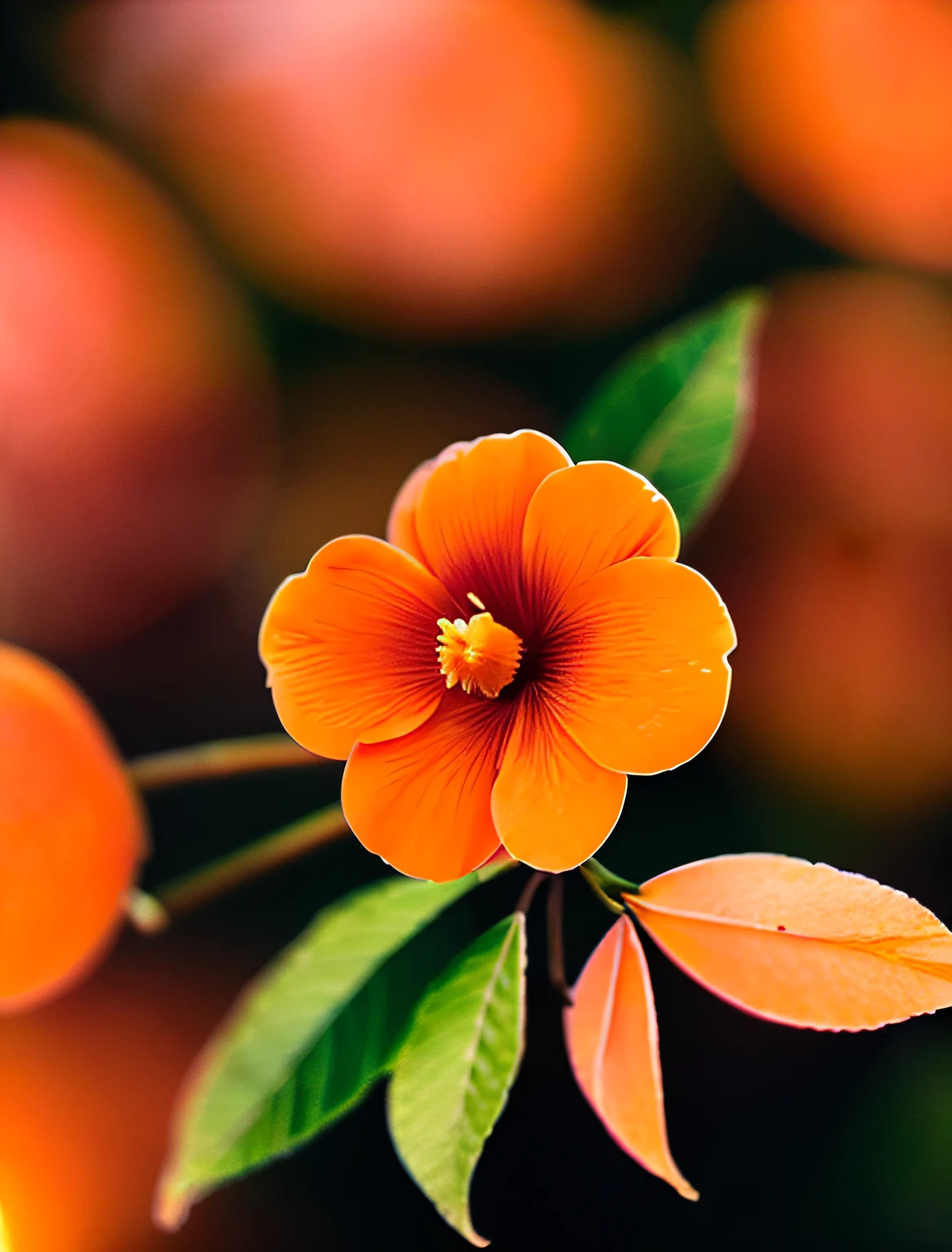 a (closeup (Apricot pink flower:1.2):1.3), a branch of a tree with Japanese, (sunset:1.5), lightroom, hdr, cinematic, (dark color:1.1)