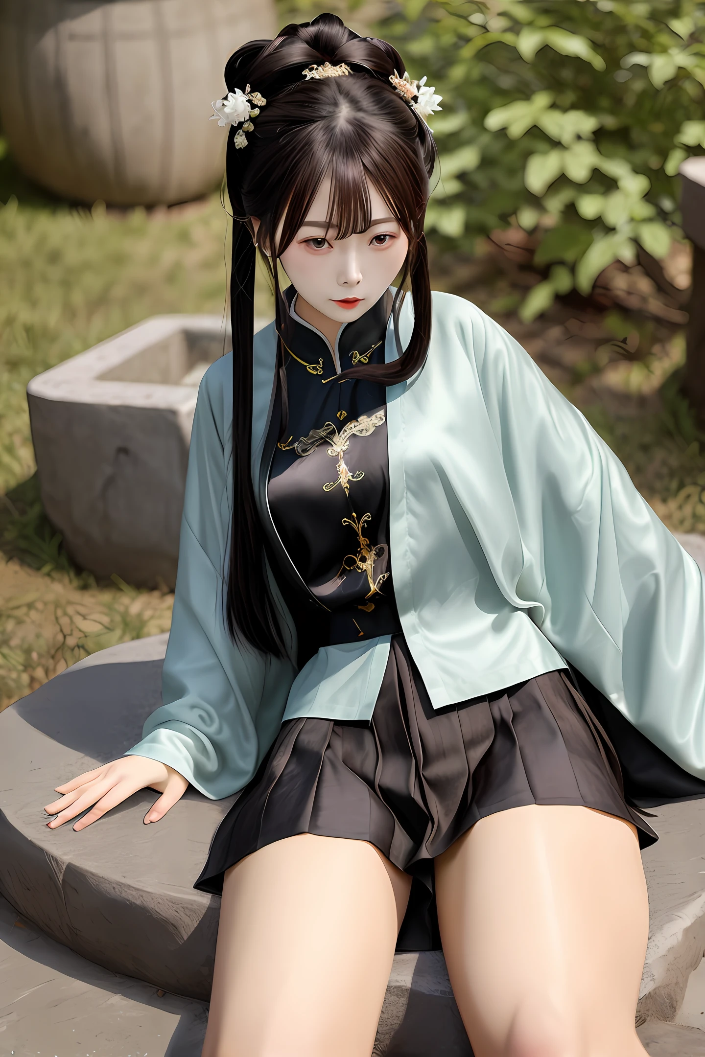 the original god,Shen He,female pervert,年轻,whaite hair,Royal sister,blacksilk,fleshy feeling,Open your legs