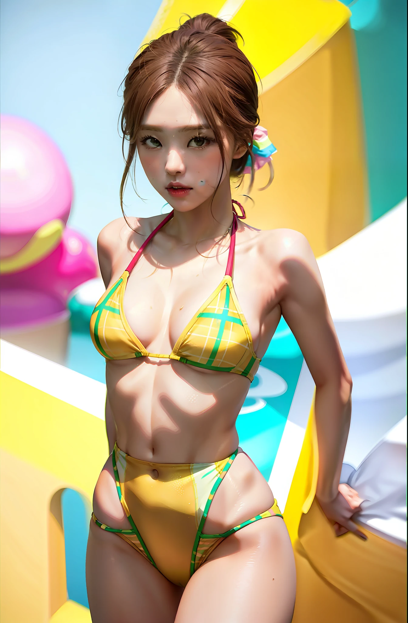 sling bikini top, bikini under clothes, yellow one-piece swimsuit, multicolored bikini, sports bikini, tankini, brown bikini, aqua bikini, bikini lift, polka dot bikini, italian flag bikini, plaid bikini, micro bikini, swimsuit over clothes, dress swimsuit, pink bikini, highleg swimsuit, bikini top aside, red bikini, yellow bikini