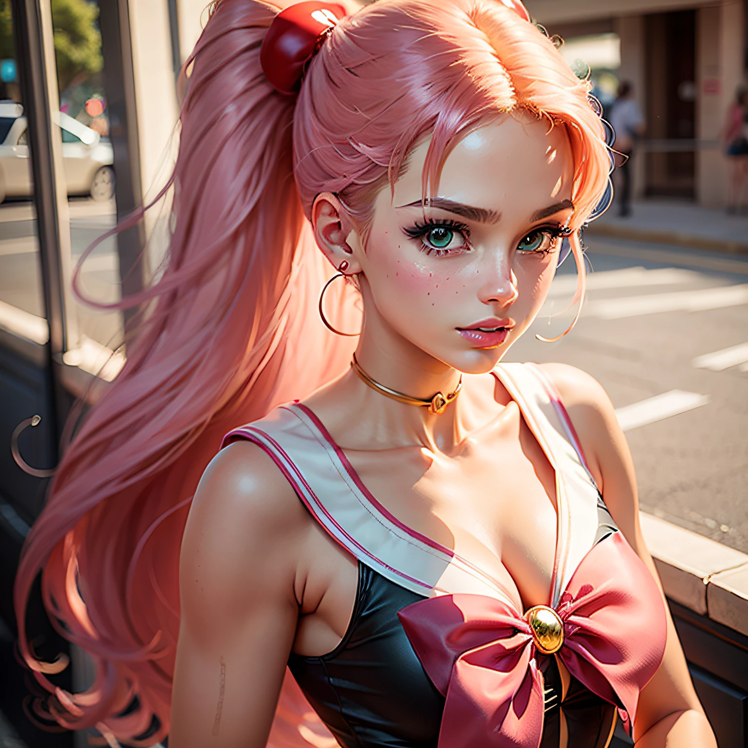 (melhor qualidade) barbie vestida de sailor moon, estilo cartoon, facial --auto