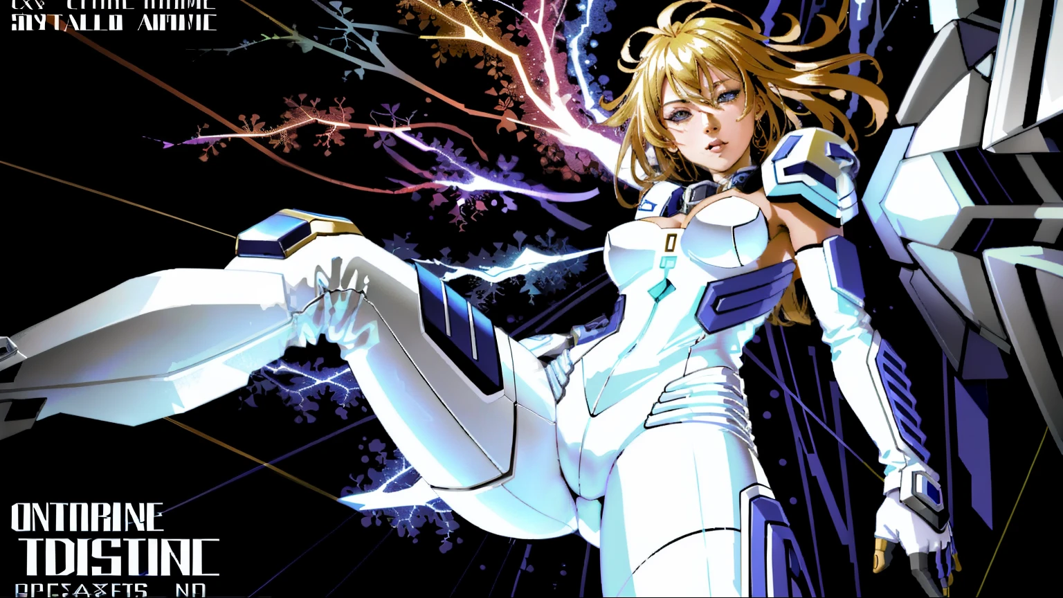 beautiful Caucasian woman holding and aim a future gun to viewer, shoulder length messy hair, white pvc catsuit, happy, Full body, Beautiful anime waifu style girl, hyperdetailed painting, luminism, art by Carne Griffiths and Wadim Kashin concept art, 4k resolution, fractal isometrics details bioluminescence , 3d render, octane render, intricately detailed , cinematic, trending on artstation Isometric Centered hyperrealistic cover photo awesome full color, hand drawn , gritty, realistic mucha , intricate, hit definition , cinematic,Rough sketch, bold lines, on paper,