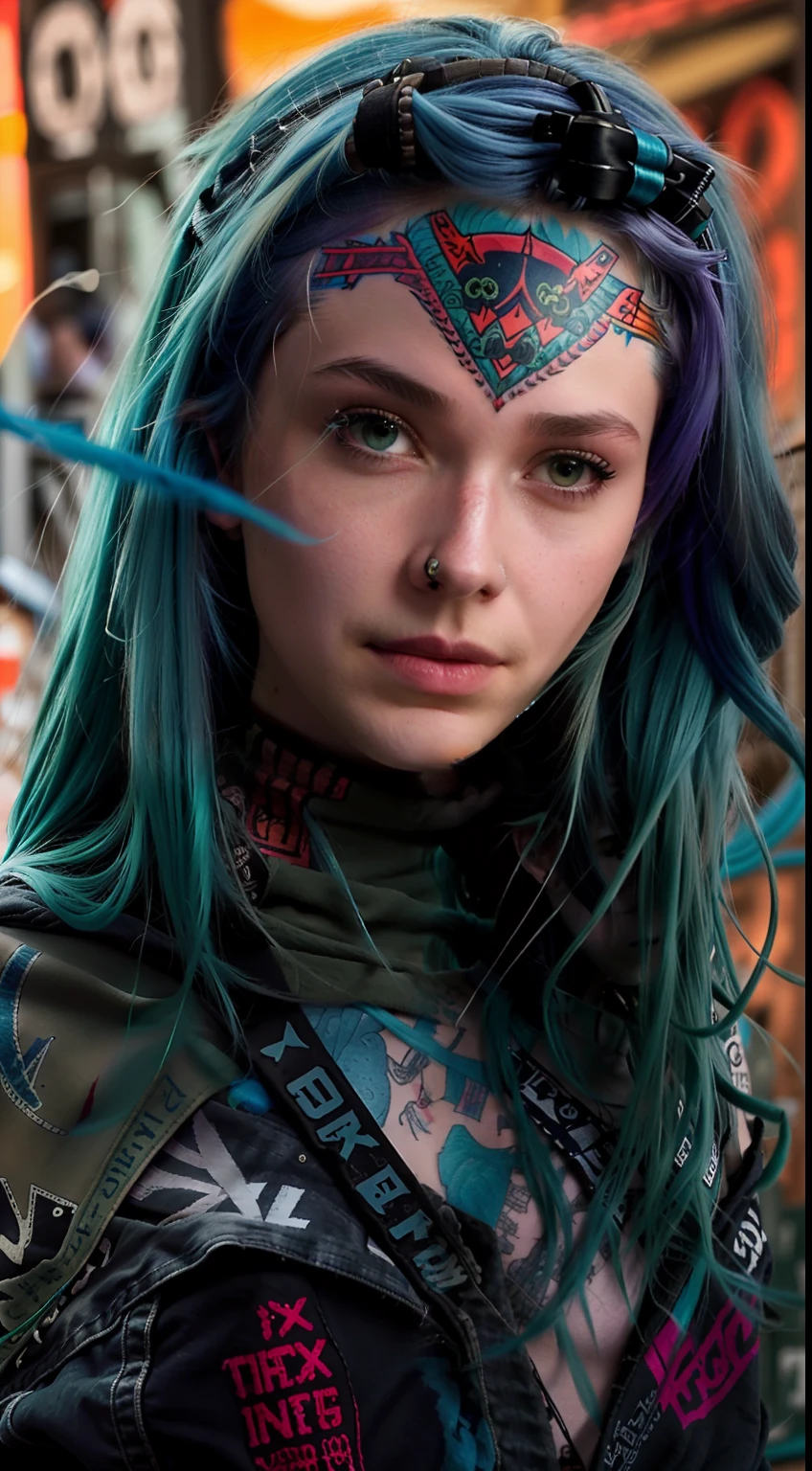 Jinx is slim, bare-bellied, dimly lit, perfect hands, fair-skinned. He wears the common punk streetwear typical of Zaunite youth. Her most striking features are her stylized cloud tattoos, as well as her natural blue hair in two ponytails.