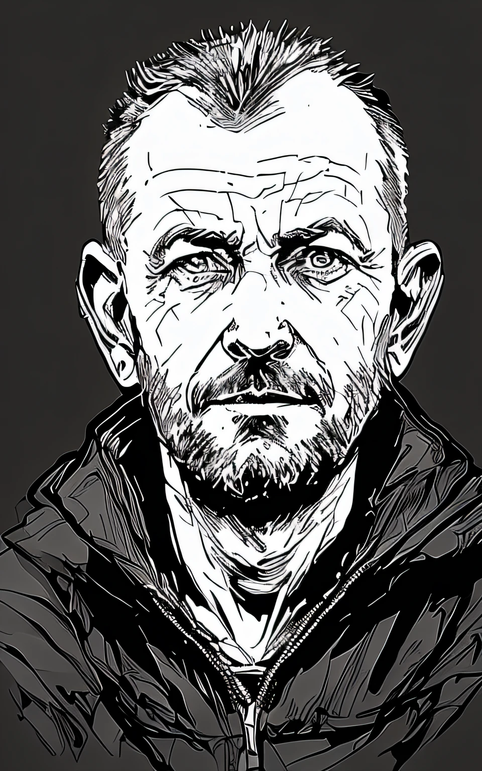 nvinkpunk, (((European middle-aged man))), masterpiece, best quality, ((detailed face)), ((award winning)), (High Detail), Sharp, 8k, trending on artstation, intricate