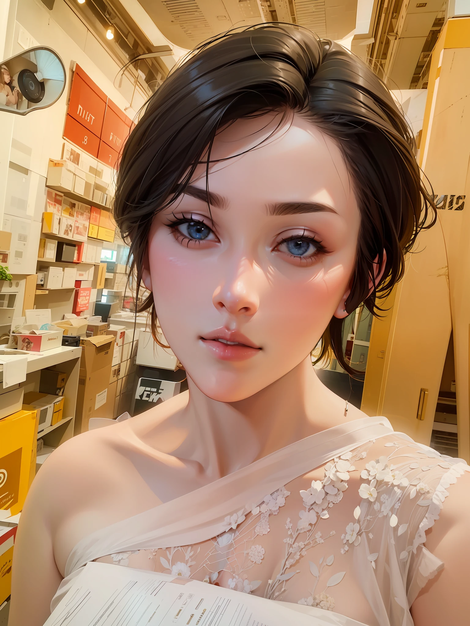 Mix 4,20 days, Solo, Long_Hair, shirt, dress, High_Heels,full_Body, look_at_peeping at the viewer, (8K, RAW photo, Best quality, Mastery:1.2), (Realistic, photo-realistic:1.37), Professional lighting, photon maping, Radio City, Physically based on rendering,Comic style