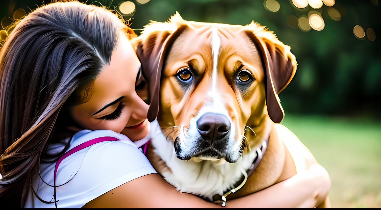 Woman hugging a dog, realista --auto