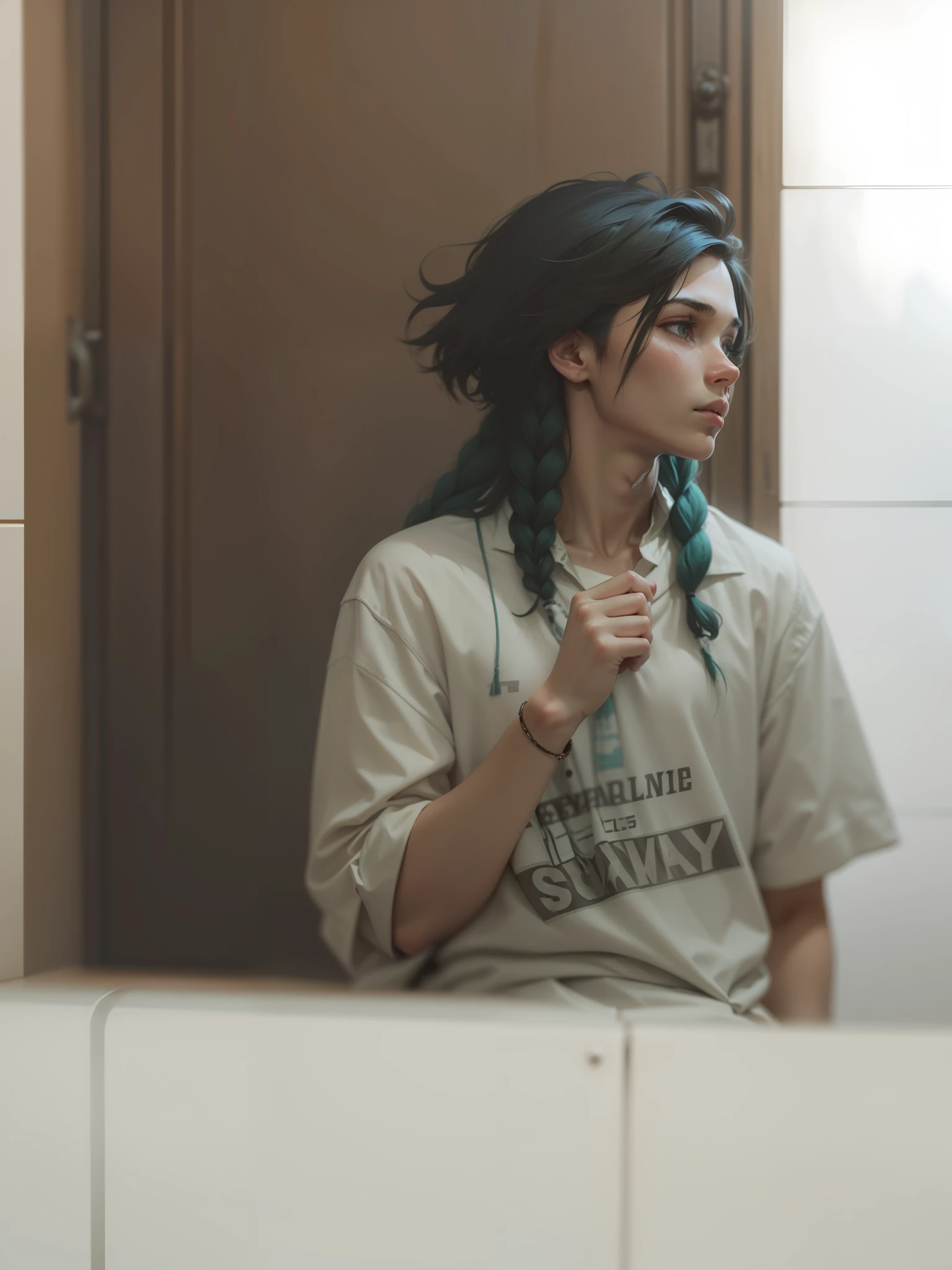 Hot-blooded universities,Braided boy,coloured hair