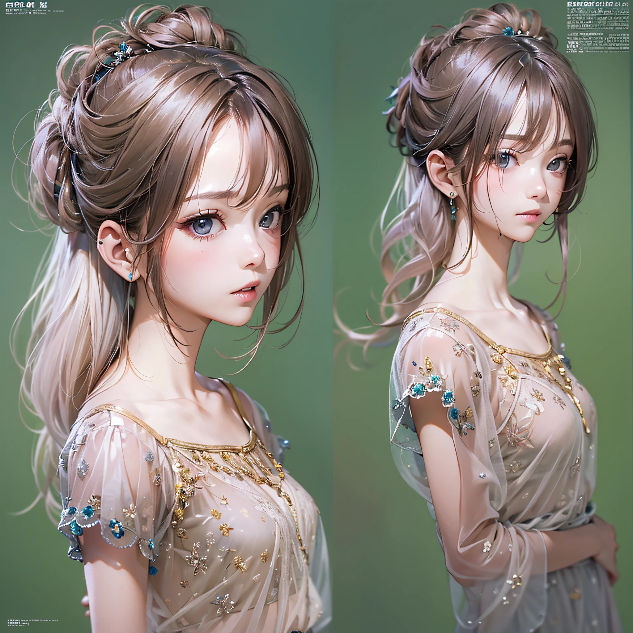 (Beautiful Girl's Hairstyles)、(9 divisions):1.5、(Magazine Articles):1.3、masterpiece、realisitic