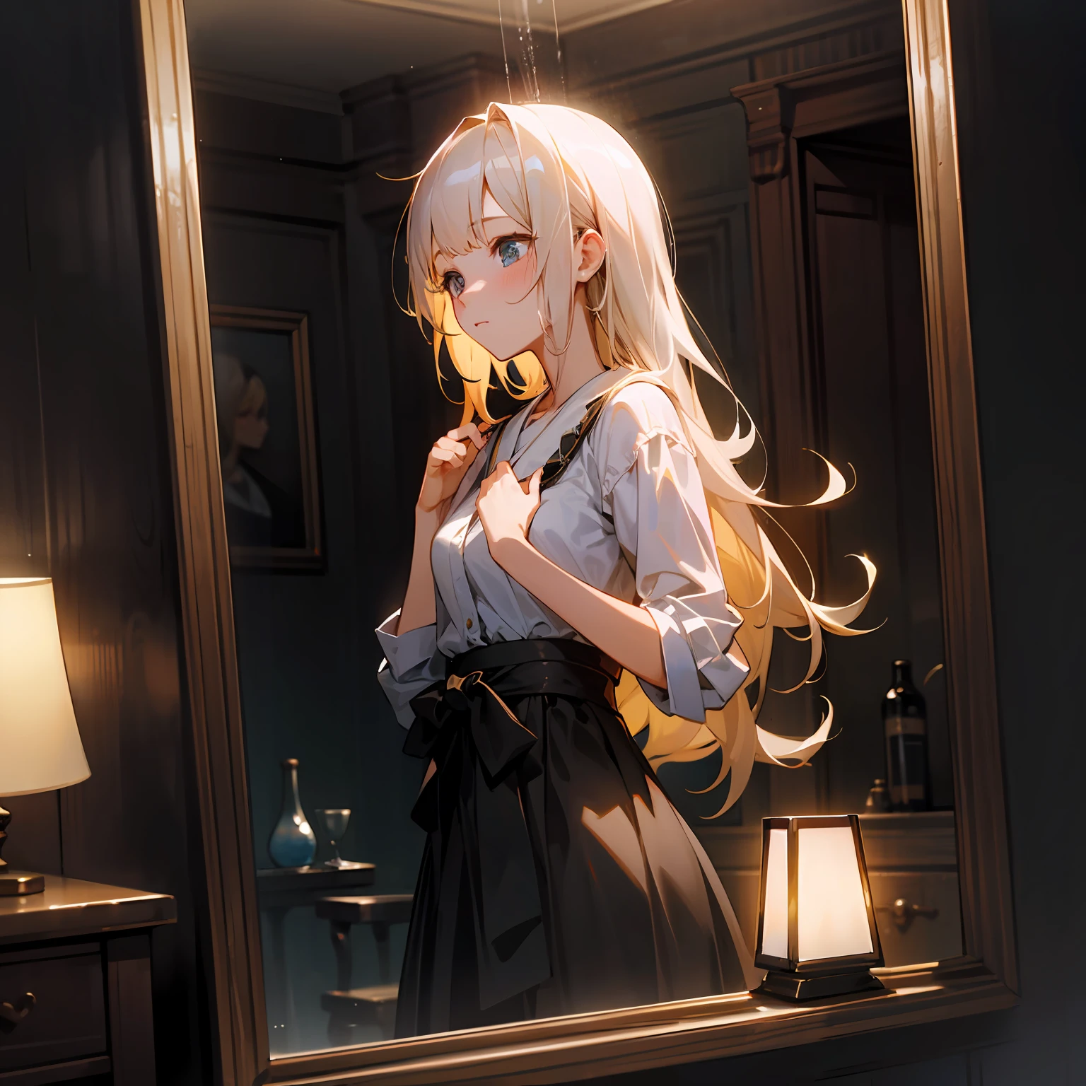 zori，glass，Long-haired girl，Vacated，Light，HD beauty CG
