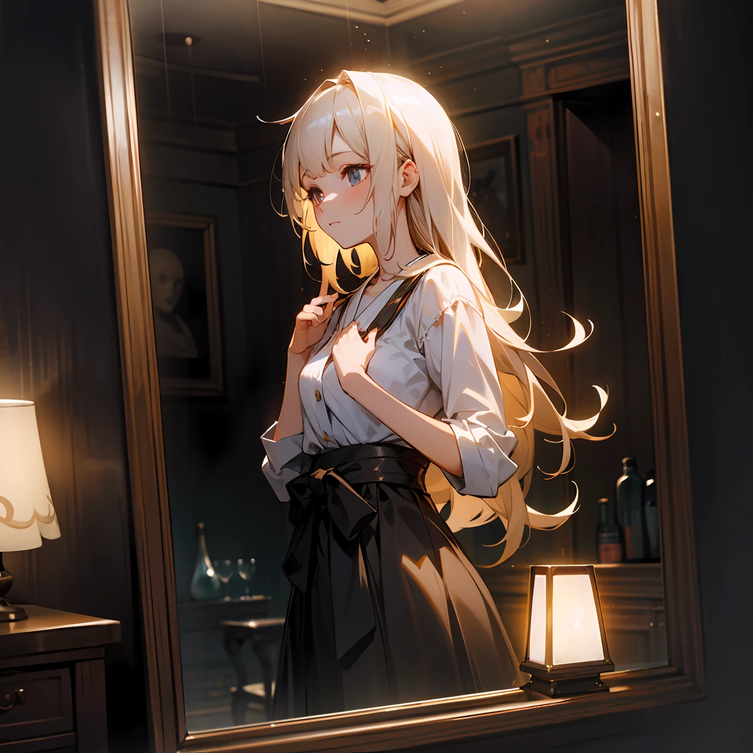 zori，glass，Long-haired girl，Vacated，Light，HD beauty CG