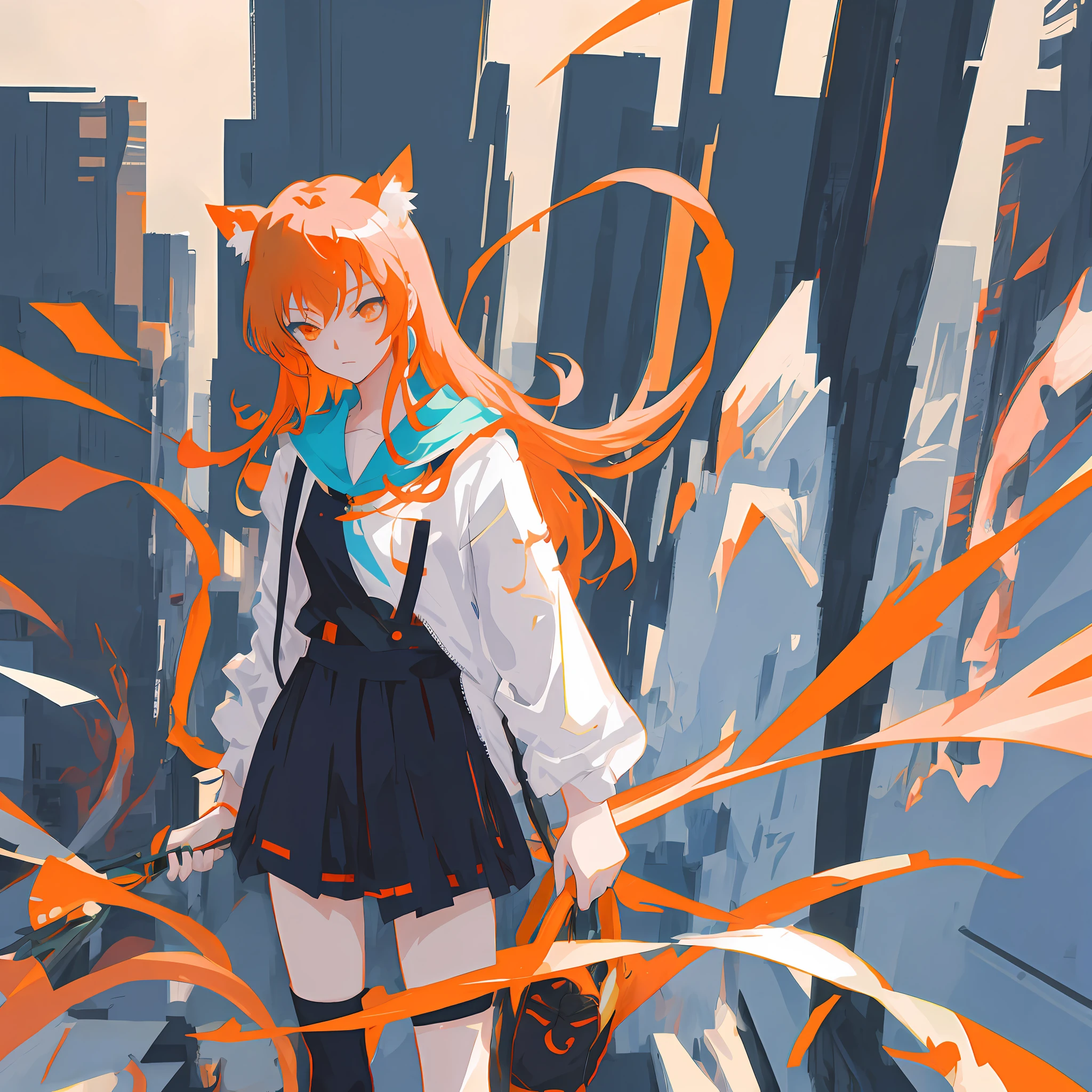 Anime girl with long hair and blue dress standing in front of the city, style of anime4 K, anime styled digital art, Anime art wallpaper 8 K, Anime style illustration, Anime art wallpaper 4k, Anime art wallpaper 4 K, Digital anime art, Digital anime illustration, anime style art, anime style digital art, Anime style artwork, Badass anime 8 K