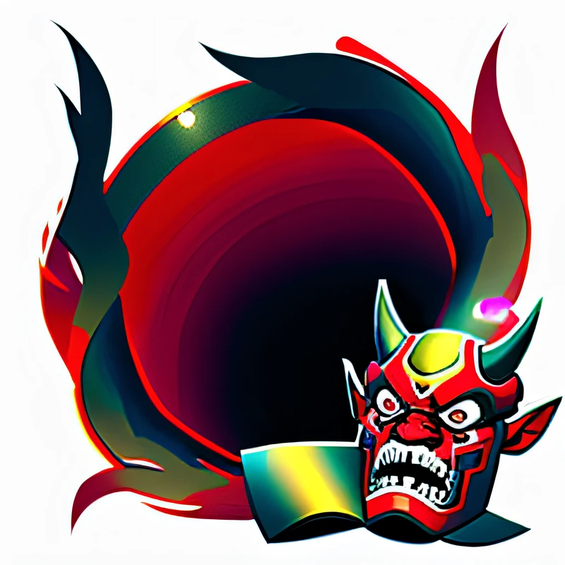 Red and black faucet with close-up of the book, onmyoji, Onmyoji detailed art, onmyoji portrait, oni horns, oni mask, villain wearing a red oni mask, Ouroboros, tengu mask, inspired by Tōshūsai Sharaku, momoshiki ōtsutsuki,UI icon,Round avatar frame,Glory to Kings --auto
