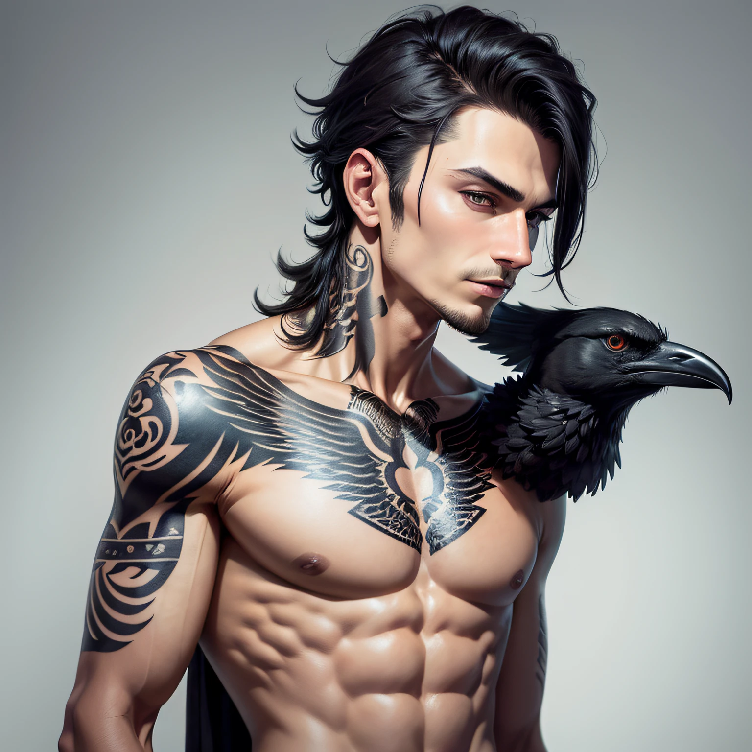 male crow neck tattoo --auto