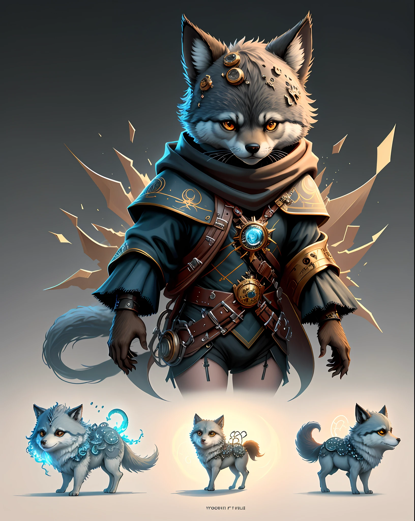 "Create masterpieces of cute creatures with inspired ultra-detailed concept art. Unleash your inner Cu73Cre4ture programmer with the power of steady diffusion and bring your imagination to life! ", (zodiac wolf), high detail, 8k