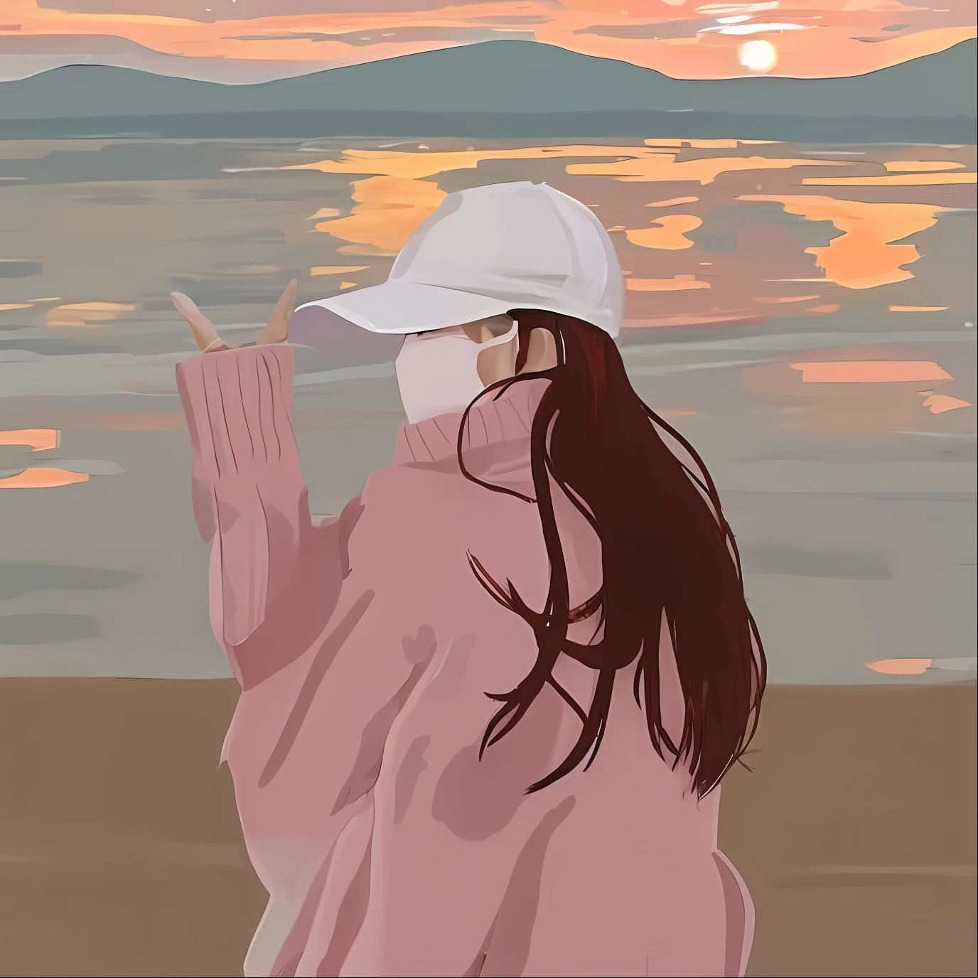 at beach at sunset,Black-haired yongji male Urjoong Jung Jae-hyun、Kim Do-young、Hyungtae was inspired by Lee Jeon-suk,Stop and stand,Wear a necklace,Take a profile photo。See Declan McKenna、Shin Jinying novel《lofi》The atmosphere。