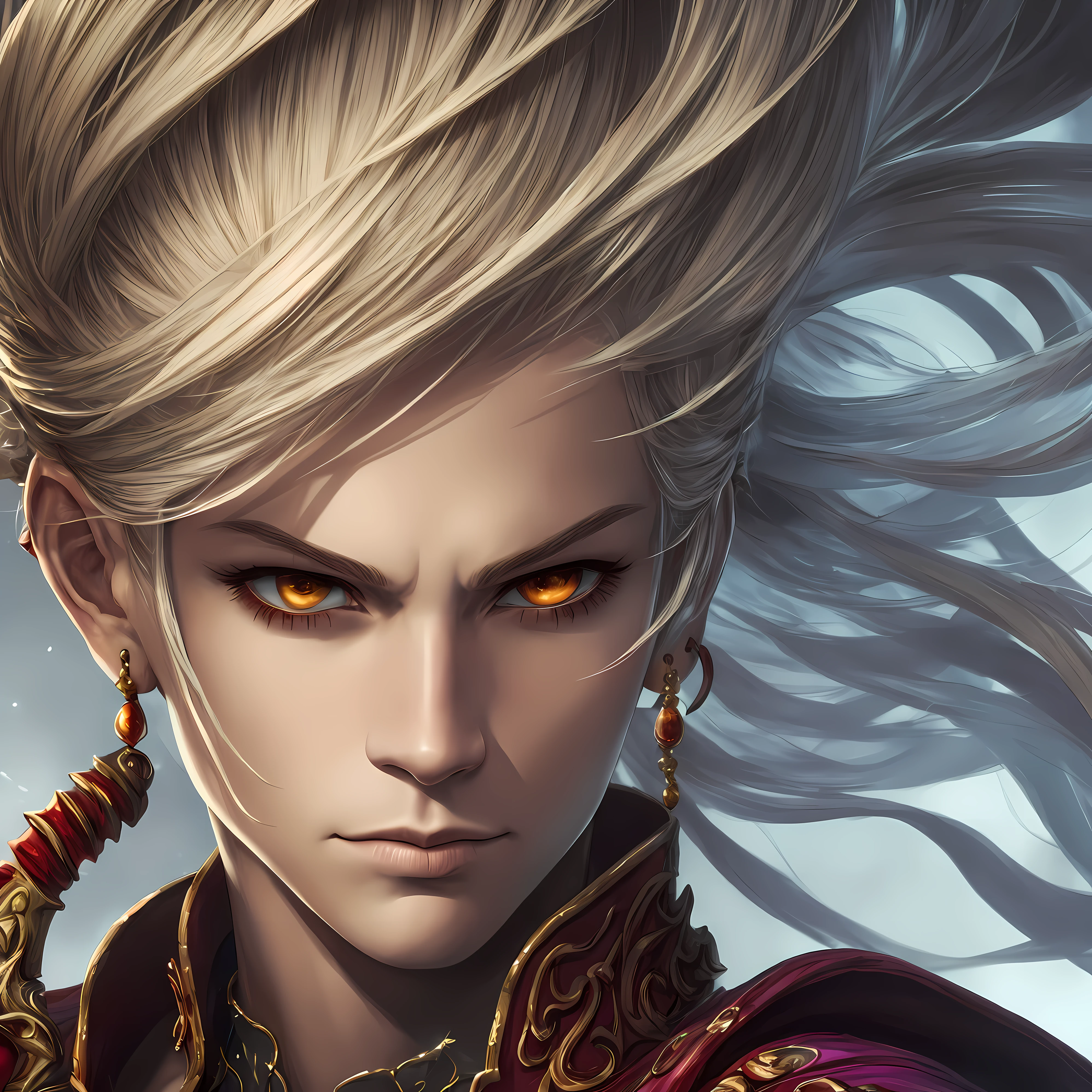 (extremely detailed, masterpiece, best quality), Kefka Palazzo (Kefka Palazzo), Final Fantasy 6 (Final Fantasy VI), Gorgeous design, Scheming face, a closeup of a, Dark background, Menacing aura --auto