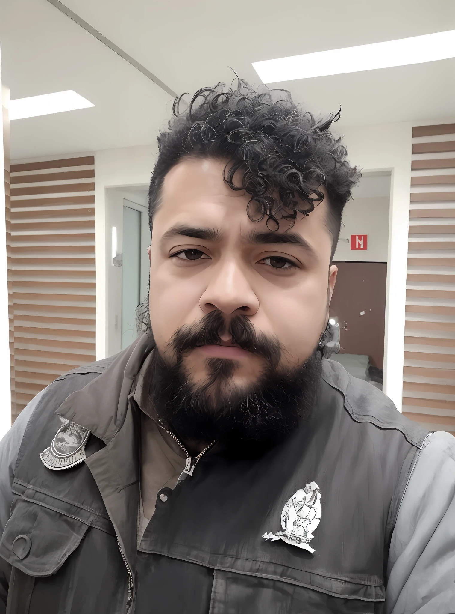 there is a man with a beard and a jacket on, com uma barba preta cheia, Postagem no Reddit, sem barba, Estilo Zigor Samaniego, sem barba e bigode, cerca de 3 5 anos, imagem de perfil, com uma barba pequena, barba cheia, sem barba, imagem de qualidade muito baixa, Shamanpunk, Homem de 4 0 anos, carton, quadrinhos, hq, afrosamurai