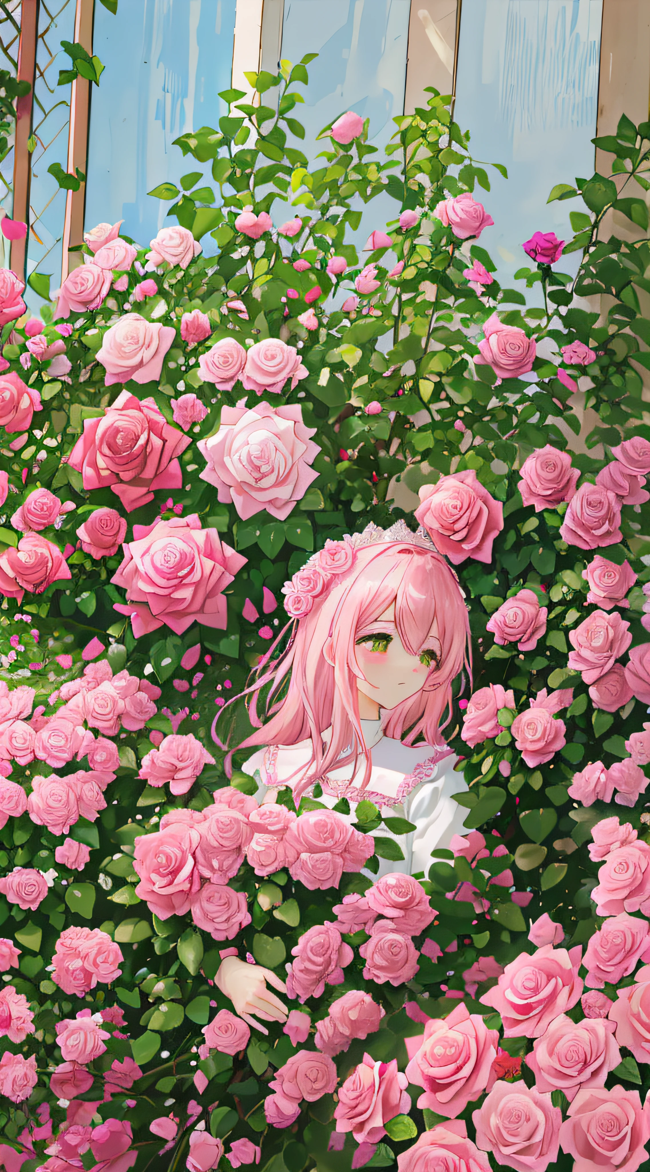 There is a cluster of pink roses in front of the building, with soft pink colors, rosses, Rose background, rosette, an aesthetic field of flowers, pastel roses, Pink flowers, Beautiful and aesthetic, heaven pink, pink rosa, beautiful aesthetic, light pink tonalities, shades of pink, laying on roses, rose background, pastel overflow, Pink rose