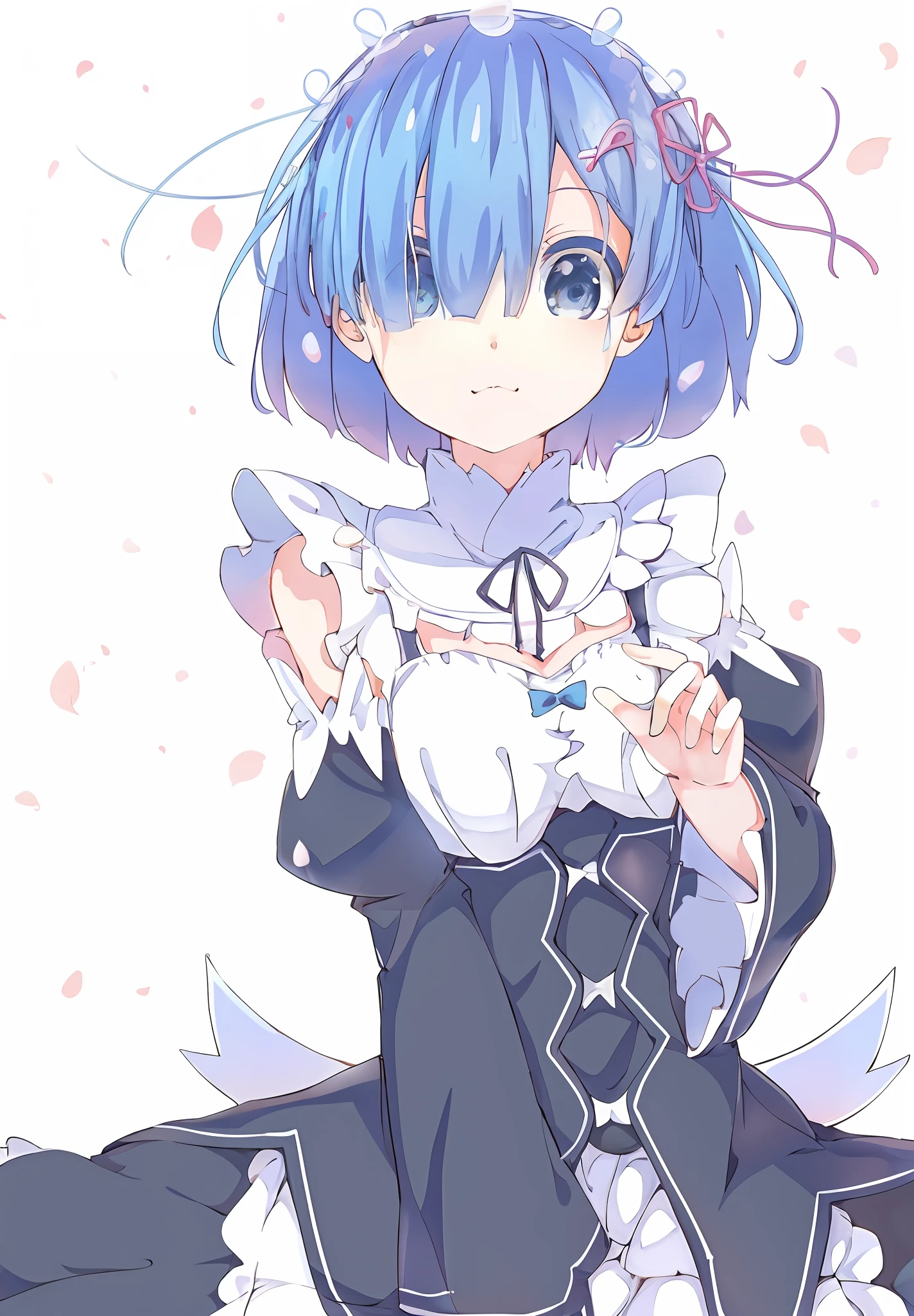 anime girl with blue hair and blue eyes sitting on the ground, Rem Rezero, loli in dress, small curvaceous loli, anime moe art style, small loli girl, cute anime waifu in a nice dress, cirno touhou, Splash art anime Loli, an anime portrait of cirno, the anime girl is crouching, Loli