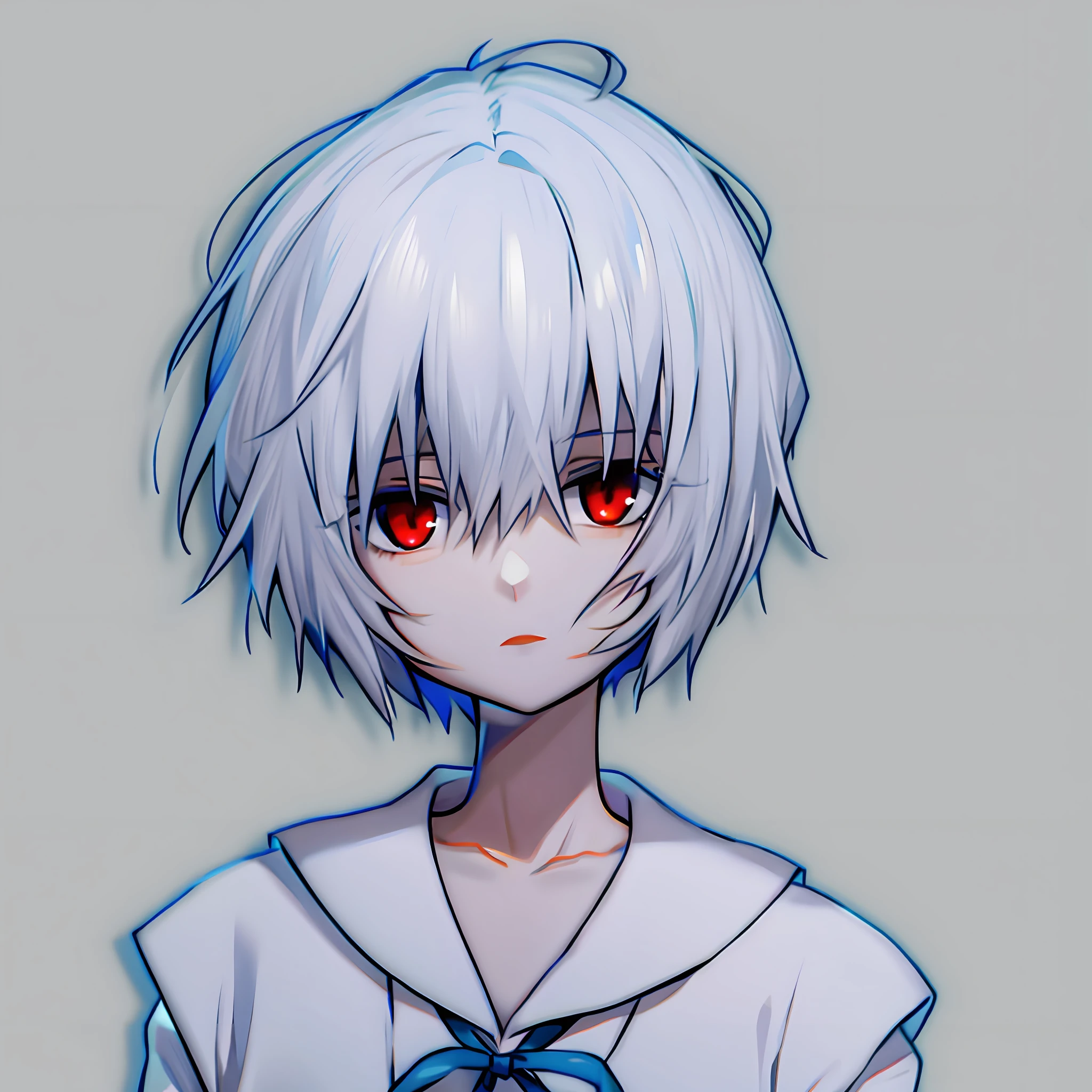 Anime girl with white hair and red eyes in a blue dress, rogue anime girl ayanami rei, kaworu nagisa, fubuki, ayanami, gapmoe yandere, Rei Ayanami, neferpitou, rei hiroe, saori, anime figure, nyaruko-san, anime moe art style, anime visual of a cute girl