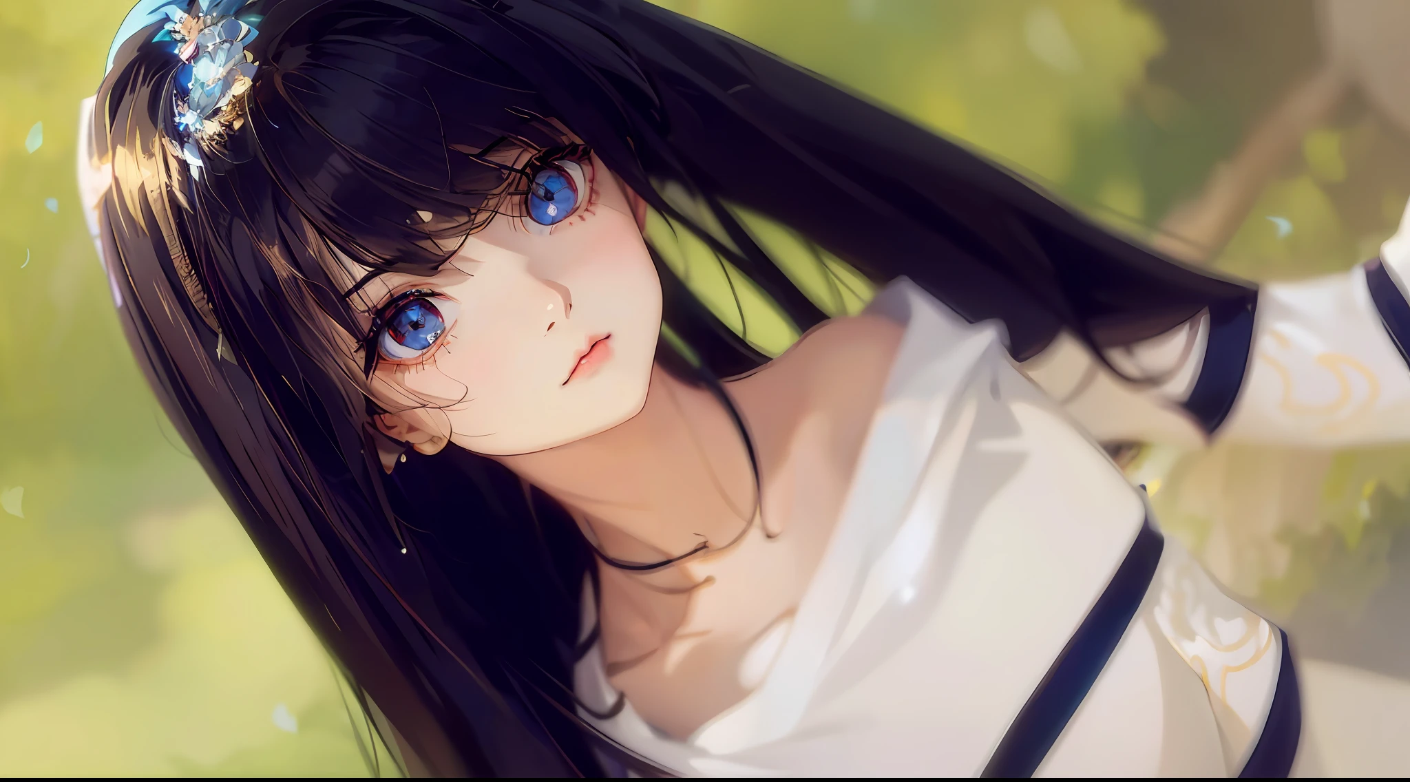 Long hair and red eyes, with long hair and piercing eyes, Photorealistic anime, semi realistic anime, Cute natural anime face, semi realistic anime, Realistic young anime girl, close up of a young anime girl, An anime girl, black hair and large eyes, Anime girl in real life, Beautiful anime girl