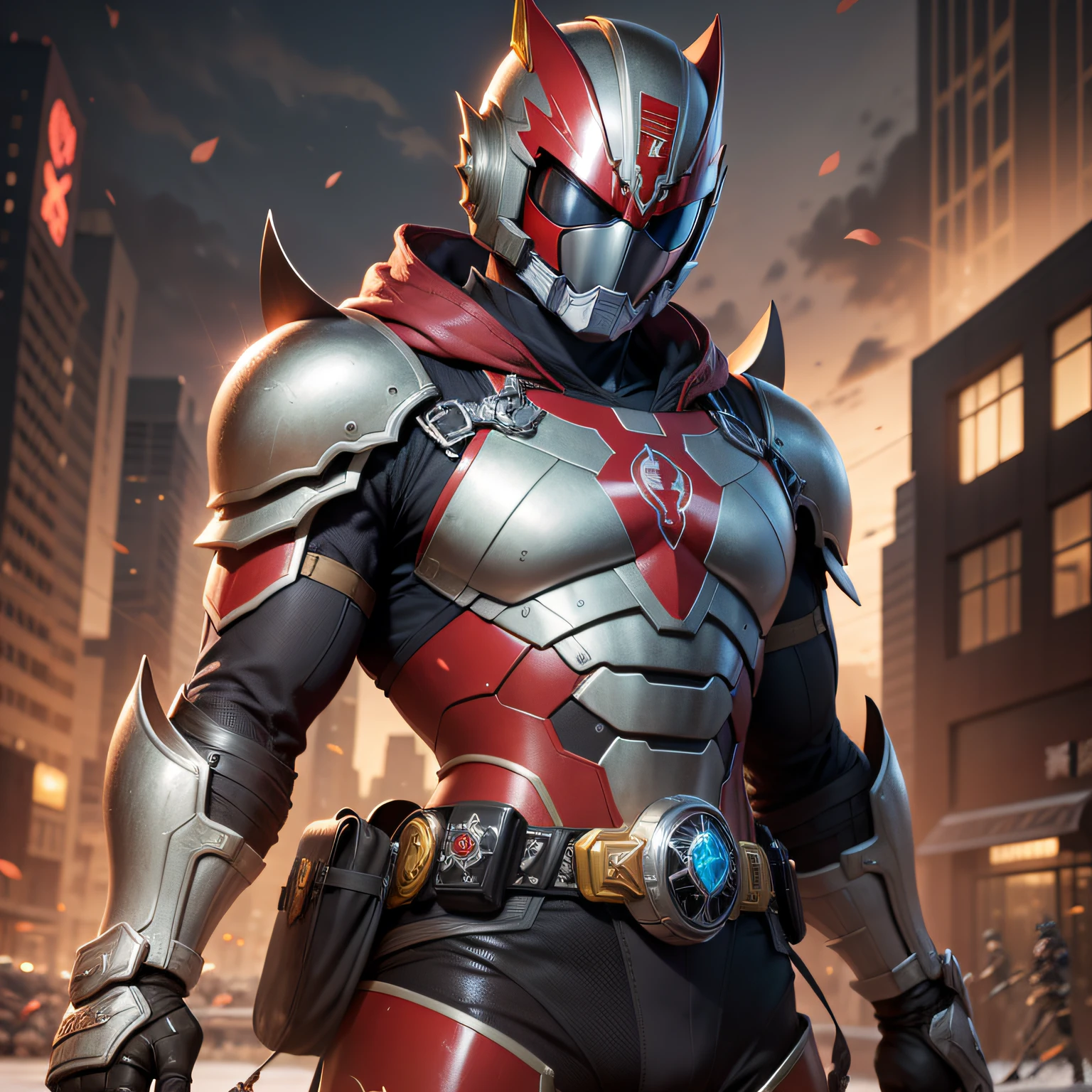 Seventh Ranger, Ciber armadura, Kamen Rider Dragon Rider Belt, Ninja ciborgue, Red X DC, alta qualidade, homem de ferro, mascara fechada, mascara de Hockey, Arma power ranger