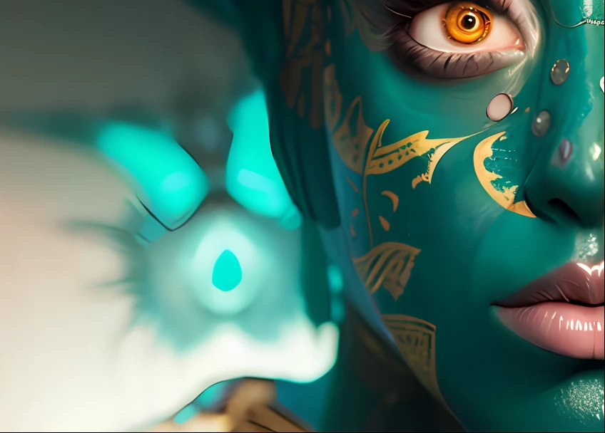female face，Magic，lizardfolk