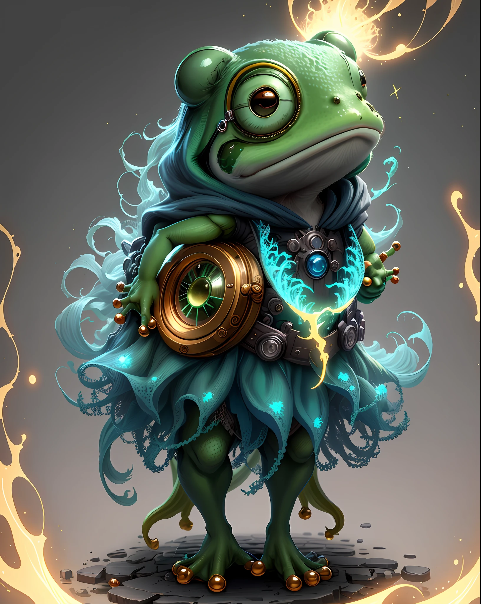 "Create masterpieces of cute creatures with inspired ultra-detailed concept art. Unleash your inner Cu73Cre4ture programmer with the power of steady diffusion and bring your imagination to life! ", (zodiac frog), high detail, 8k