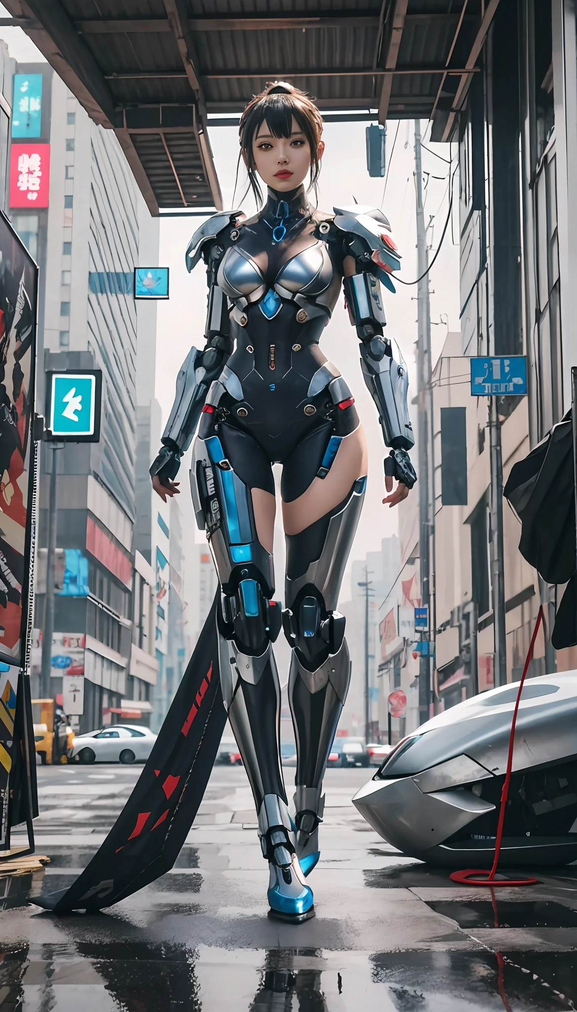 Style illustration of woman in futuristic city, cyberpunk anime girl mech, beautiful girl cyborg, girl in mecha cyber armor, beautiful cyborg angel girl, Cyborg girl, perfect anime cyborg woman, Digital cyberpunk anime art, digitl cyberpunk - anime art, Mechanized Valkyrie girl, cyberpunk angry gorgeous goddess, at cyberpunk city, cyberpunk robotic elvish queen