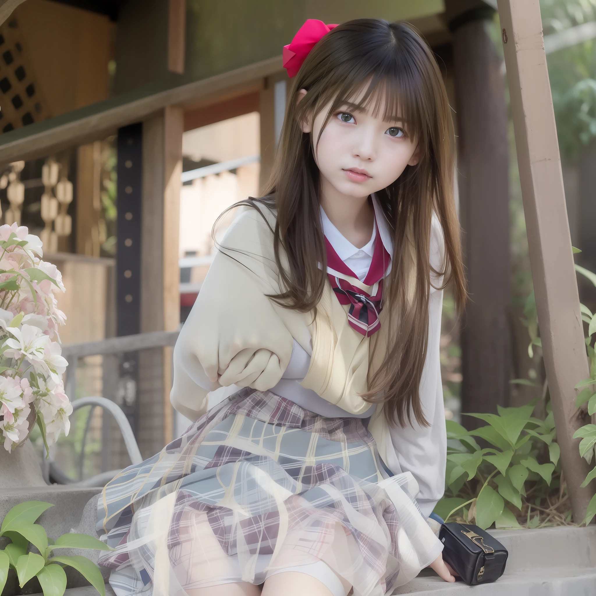masterpiece、top-quality、Portrait of one girl、Spreading the majora Spreading the buttocks with both hands Nude body Japan high school student Naked Wet Labia majora Looking up from below In skirt