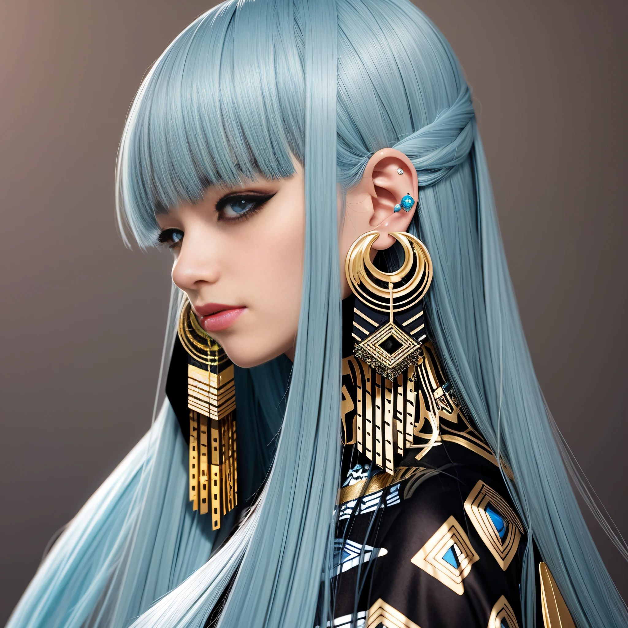 Golden pupils,looking at viewert,eye shadows,eyeline,Super realistic detail for the eyes,