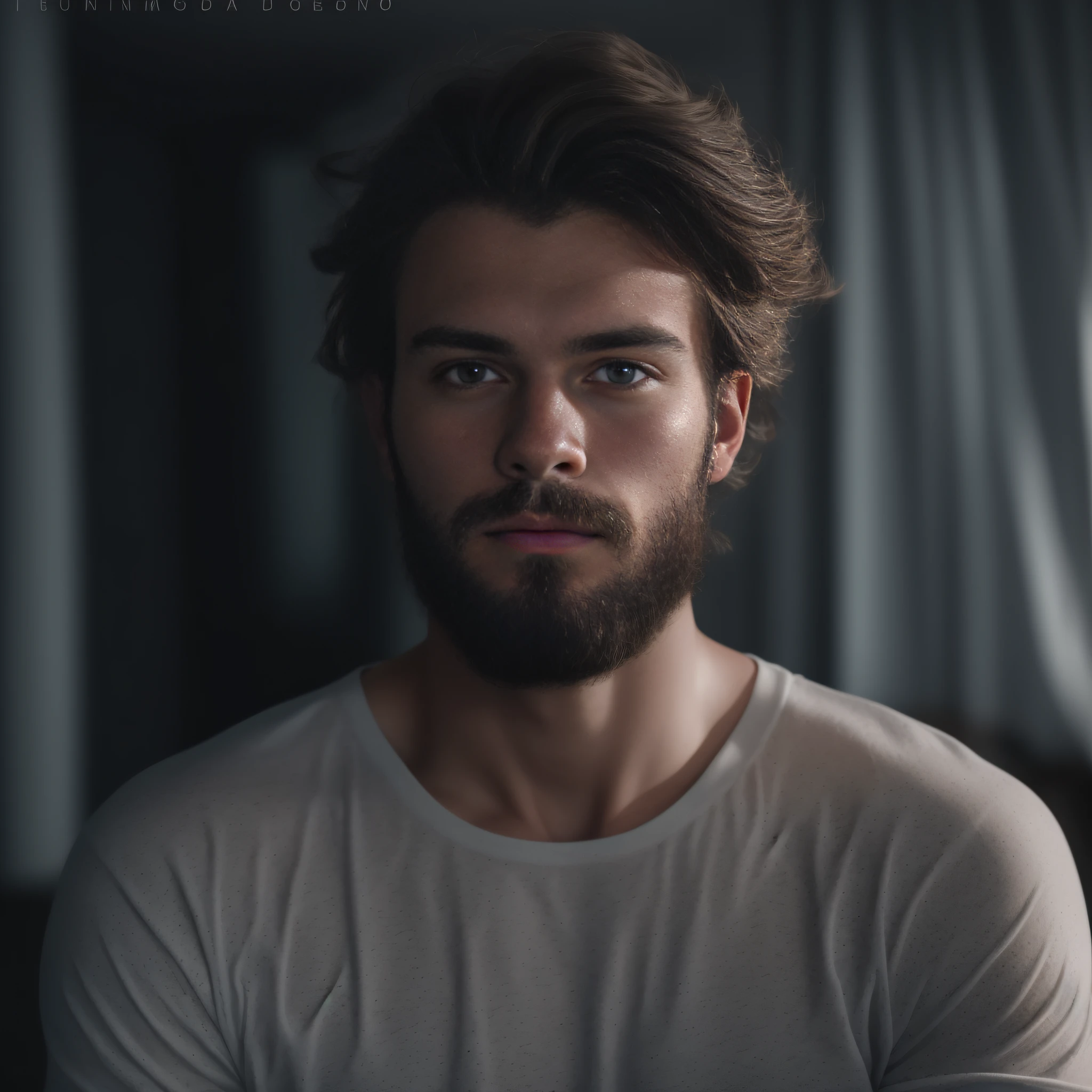 A 23-year-old man from Finland, masculino, barbudo, barba cheia, modelo, corpo inteiro, muito bonito, looking-into-camera, imagem detalhada, UHD, 8k, bem iluminado, grain of film, perfect lighting