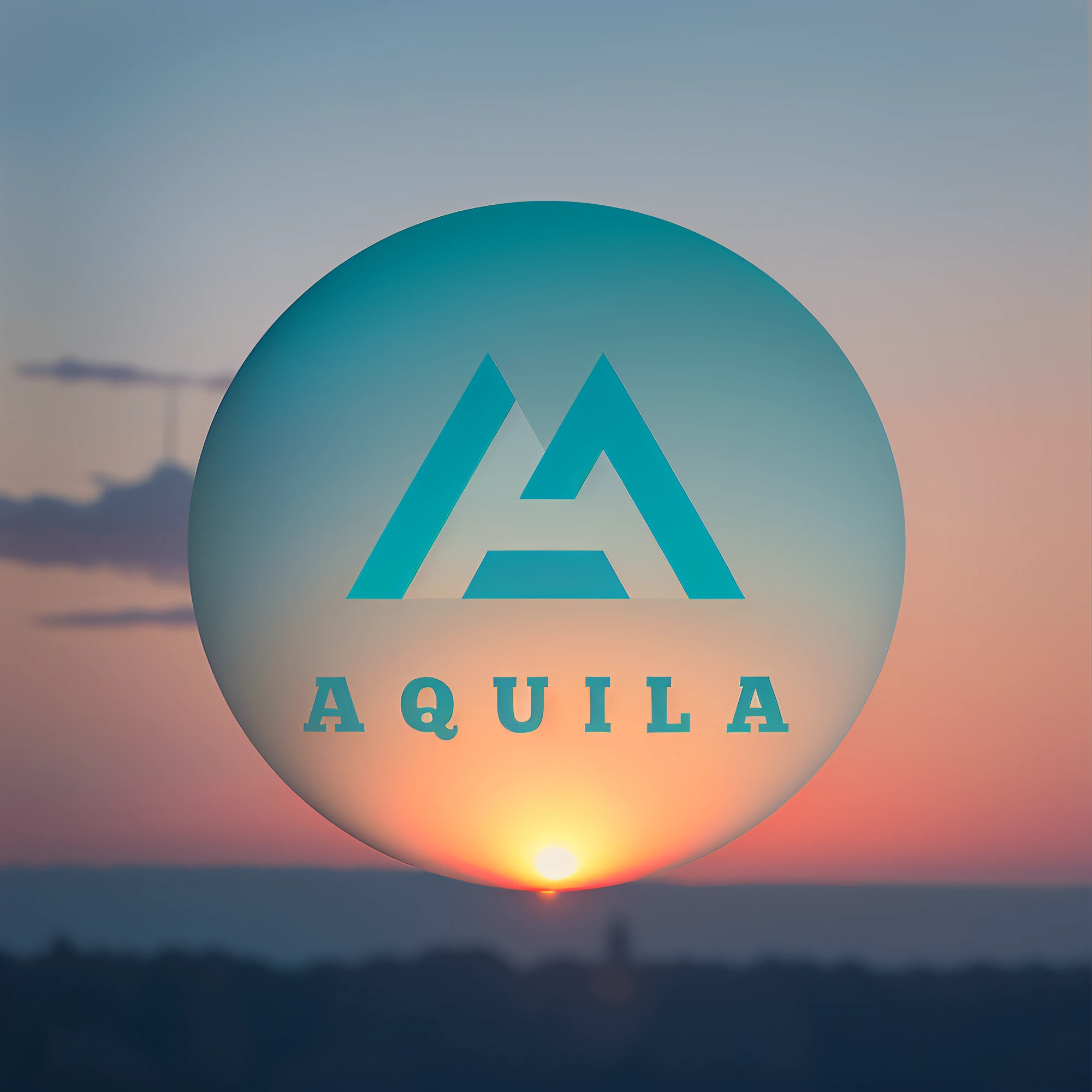 a close up of a logo with a city in the background, rounded logo, aqua, qualia, inspired by João Artur da Silva, apulia, by Julio González, by João Artur da Silva, minimalistic logo, simple logo, fotografia, by Amelia Peláez, high quality picture, thumbnail, logo for a social network