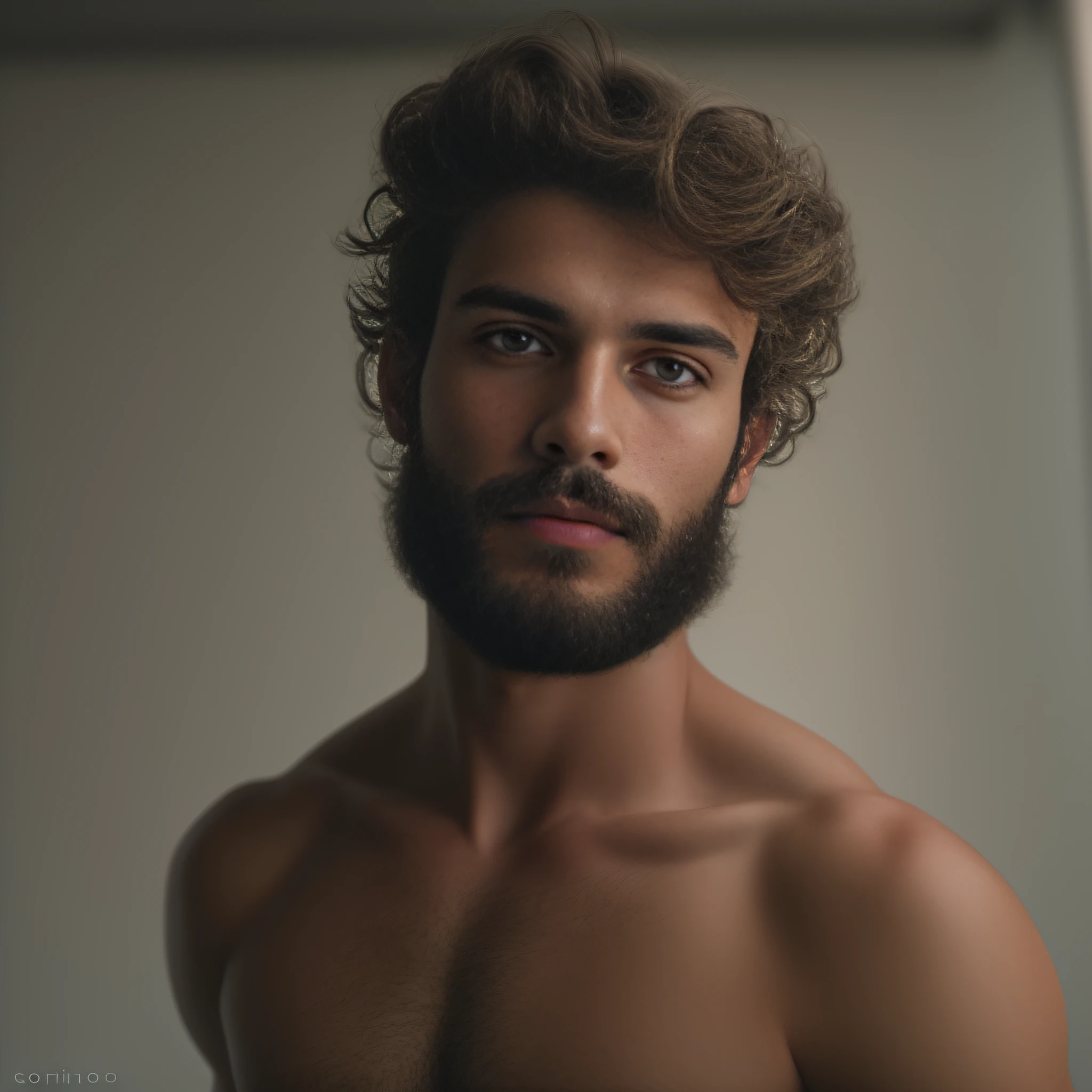 A 23-year-old man from Netherlands, masculino, barbudo, barba cheia, modelo, corpo inteiro, muito bonito, looking-into-camera, imagem detalhada, UHD, 8k, bem iluminado, grain of film, perfect  lighting