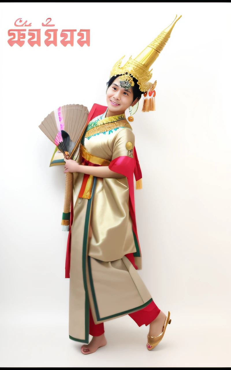 a close up of a person in a costume with a fan, sukhothai costume, traditional dress, traditional clothes, tai costume, in style of thawan duchanee, traditional costume, traditional tai costume, traditional clothing, traditional beauty, wearing authentic attire, high quality theatre costume, authentic costume, traditional, idian dress, wearing traditional garb