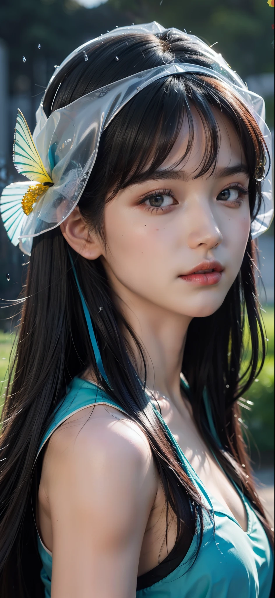 (8k, RAW photo:1.2), best quality, ultra high res,dramatic angle,(fluttered detailed color splashs), (illustration),(((1 girl))),(long hair),(rain:0.9), (head gear:1.4),There is an ancient palace beside the girl，Characters shrink,Hanfu,(focal point),colored ink drawing,(Splash color),Splash color,(((colorful))),(sketching:0.8) , Masterpiece, best quality, beautiful painted, highly detailed,(denoising:0.6),[splash ink],((ink refraction)), (beautiful detailed sky),moon,highly,detaild,(masterpiece, best quality, extremely detailed） CG unity 8k wallpaper，tmasterpiece，Best quality at best，ultra - detailed），（Stone garlic），