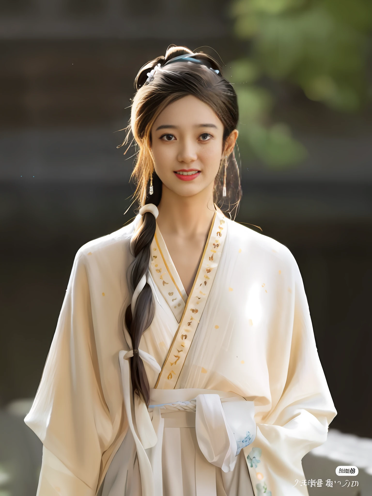 1 rapariga,Cyan Hanfu,beautidful eyes
