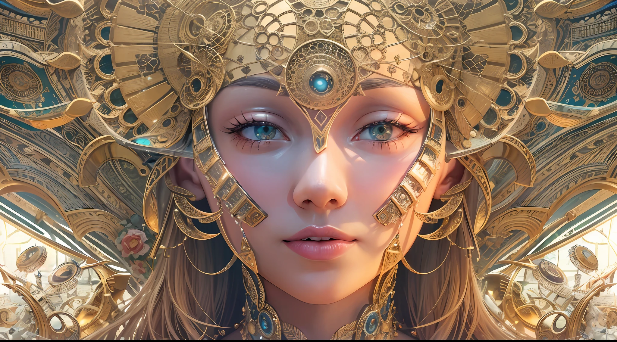 a girl on the beach, Goddess of Dance、Sensual dance on a circular stage、A smile、A magic circle appeared overhead and at your feet.、 hyper detailed painting, luminism, 4K resolution, fractal isometrics details bioluminescence , Intricately detailed , Cinematic,Isometric-centric surreal , Cinematic, Abstract beauty, Approaching perfection, Pure form, Golden ratio, minimalistic, Concept art, Intricate details, High resolution, hyperdetails, Highly detailed