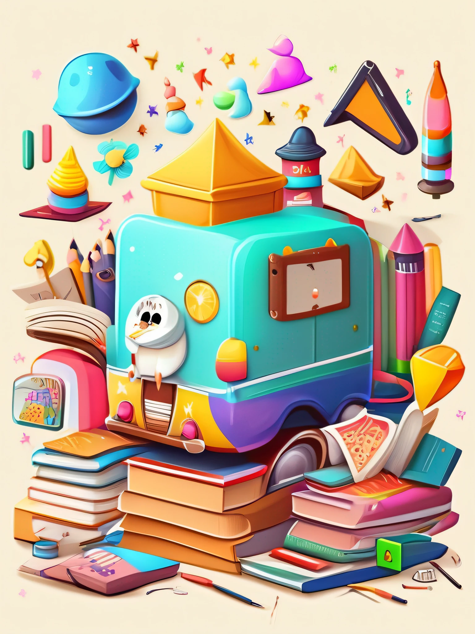 masterpiece, (bestquality), highlydetailed, ultra-detailed, cute, colorful background, education-themed.