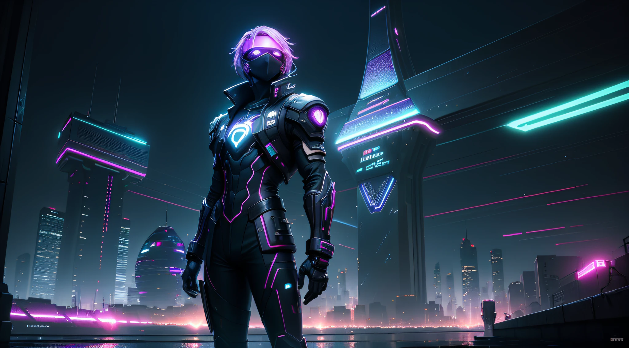 (cyber punk perssonage,tmasterpiece,Best quality,the street,epcot,neonlight:1.1,8K,Rise of power:1.3,The city of nightfall,Urban realism,A high resolution,) --auto