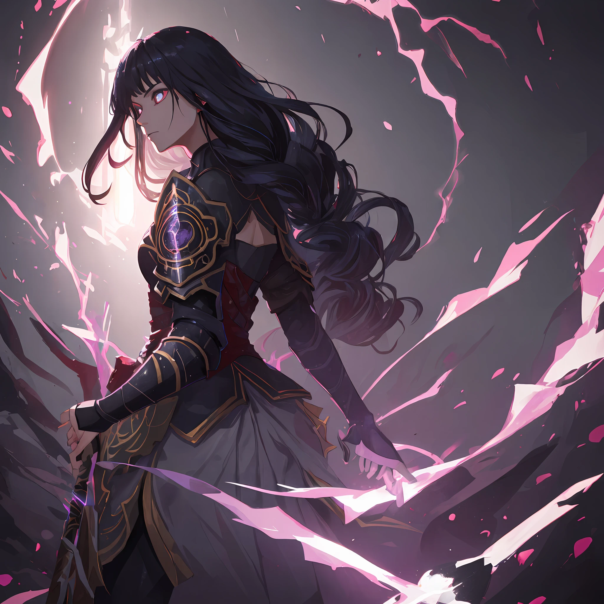 ((masterpiece, ultra detailed)), concept art, illustration, digital art, 1girl, solo, pale young woman surrounded by black smoke with ash ((angry face)) hidden in gothic cathedral, ( (very long hair, black hair)),((red iris and pupil)), knight, silver black knight armor, ((incredibly beautiful)), beautiful eyes, dynamic pose, battle posture ready, elegant pose, red ash, black volumetric smoke dense dark theme,  black smoke with ash, dark theme, hdr, bloom, bright, dimming lighting, backlight, cinematic lighting, soft lighting, natural lighting, dramatic lighting, dark lighting, (ornate), intricate, highly detailed, hyper-realistic, trend in artstation, award-winning, fascinating, elegant, RAW photo, absurd, highres, 4k, studio quality, octane, 8k uhd, League of Legends close-up, splash art, ha,  Ionia, Noxian armor
 PARENT
 INFO
Size
768X768
Date
Today01:08 AM
Guy
Grip
the